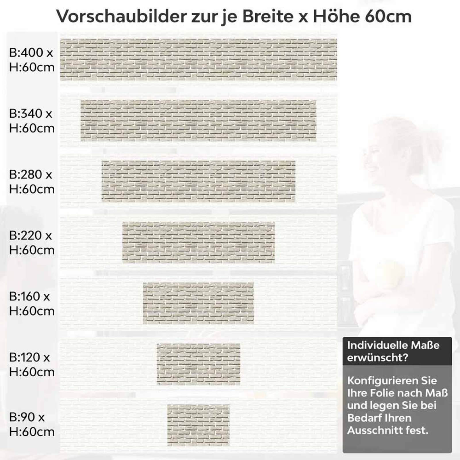 Küchenrückwand Folie Cremeweiße Mauersteine Höhe 60cm