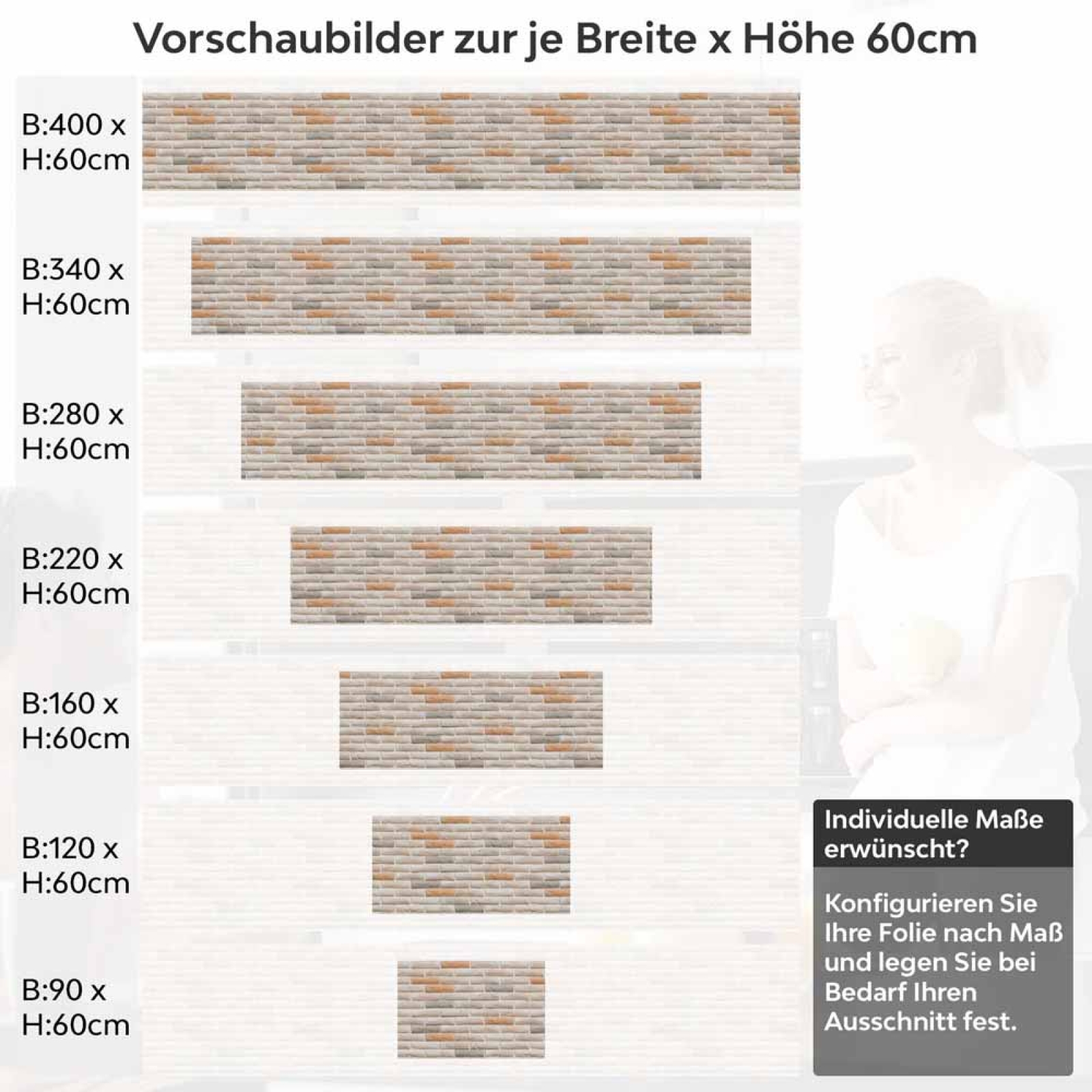 Küchenrückwand Folie Helle Klinkerfarben - Moderner Retro-Charme Höhe 60cm