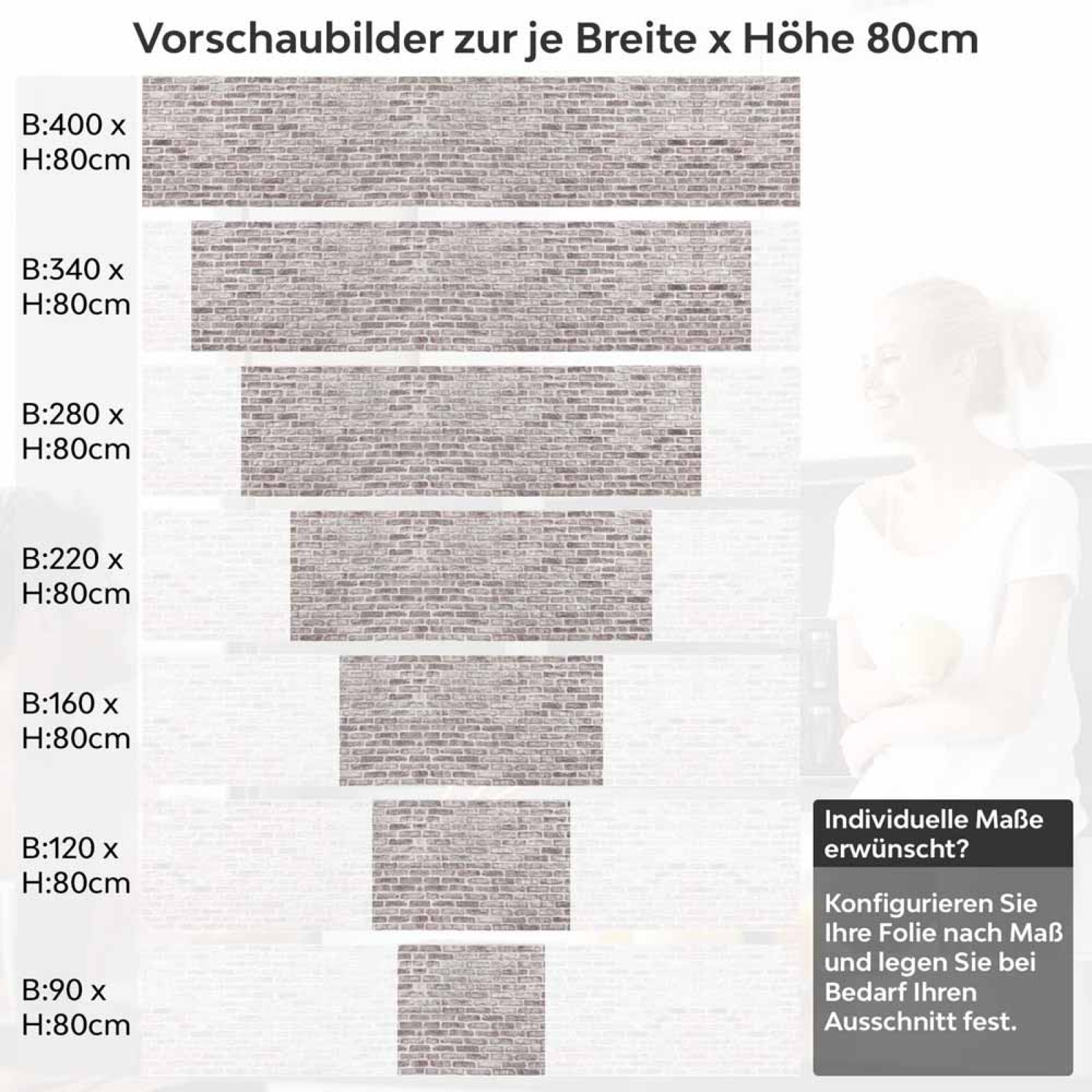 Küchenrückwand Folie Ziegelwand - Farbnuancen für stilvolle Küchen Höhe 80cm