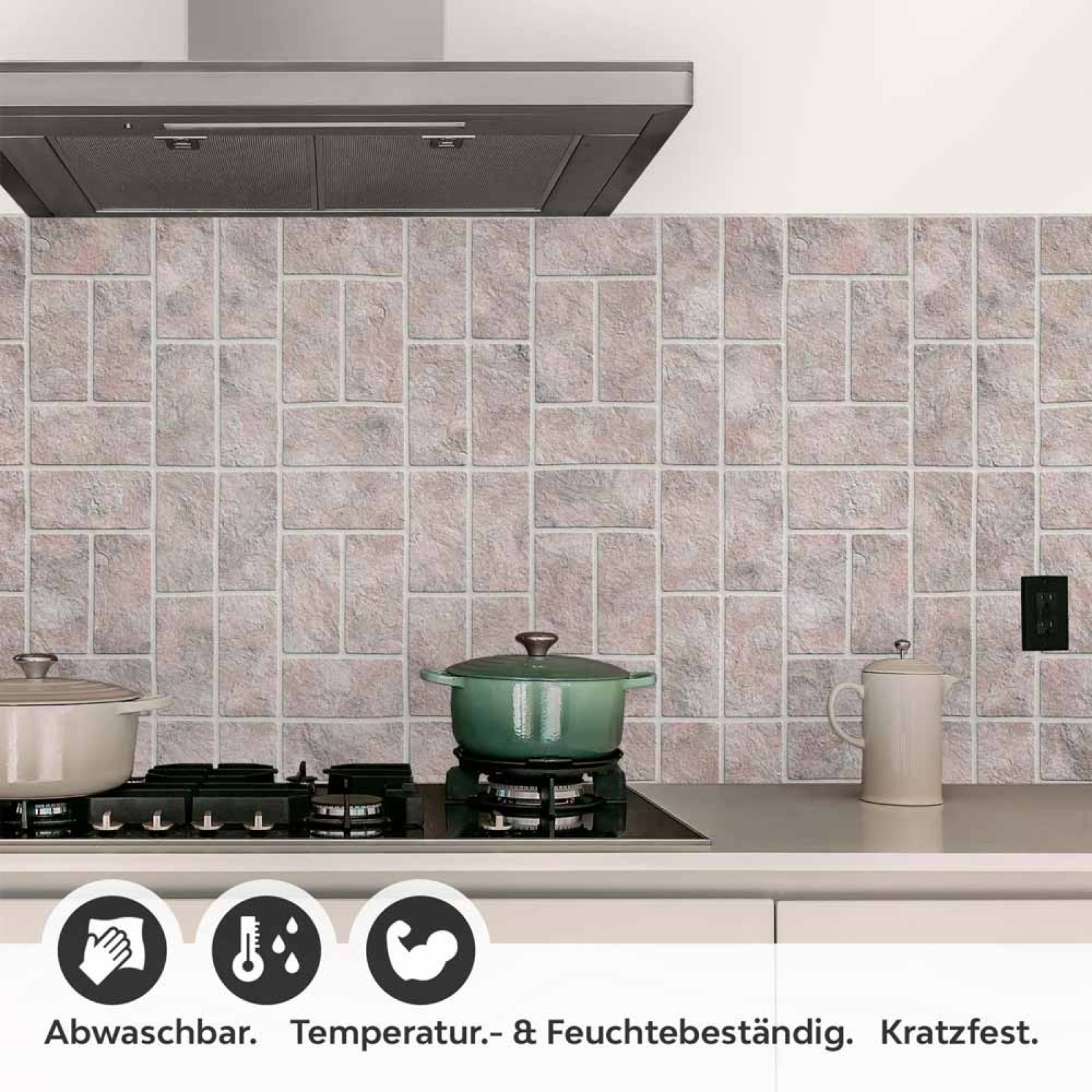 Küchenrückwand Folie Terrakotta Steine - Zeitlose Ziegelmuster Detailbild 1