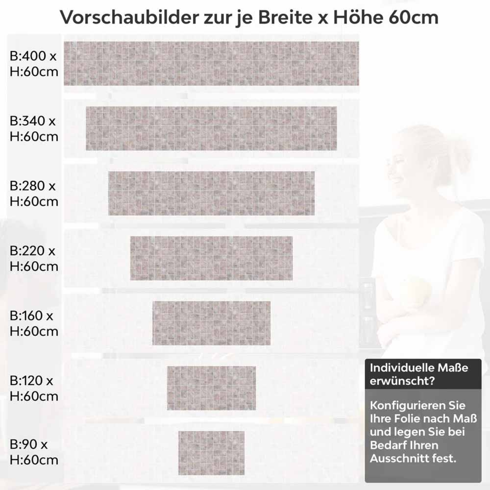 Küchenrückwand Folie Terrakotta Steine - Zeitlose Ziegelmuster Höhe 60cm