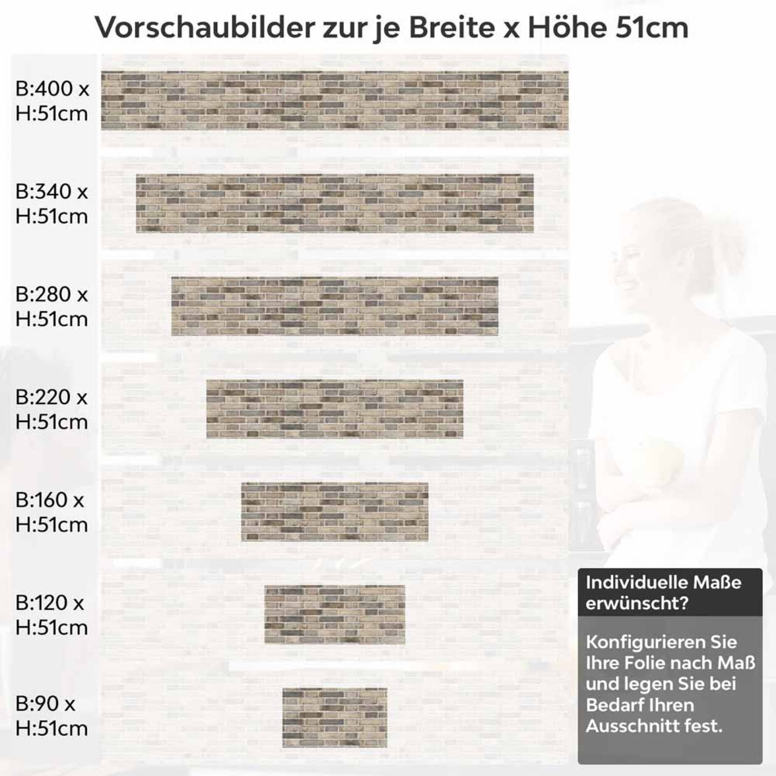 Küchenrückwand Folie Ziegelmauer - Steinwand im Rustikalem Charme Höhe 51cm