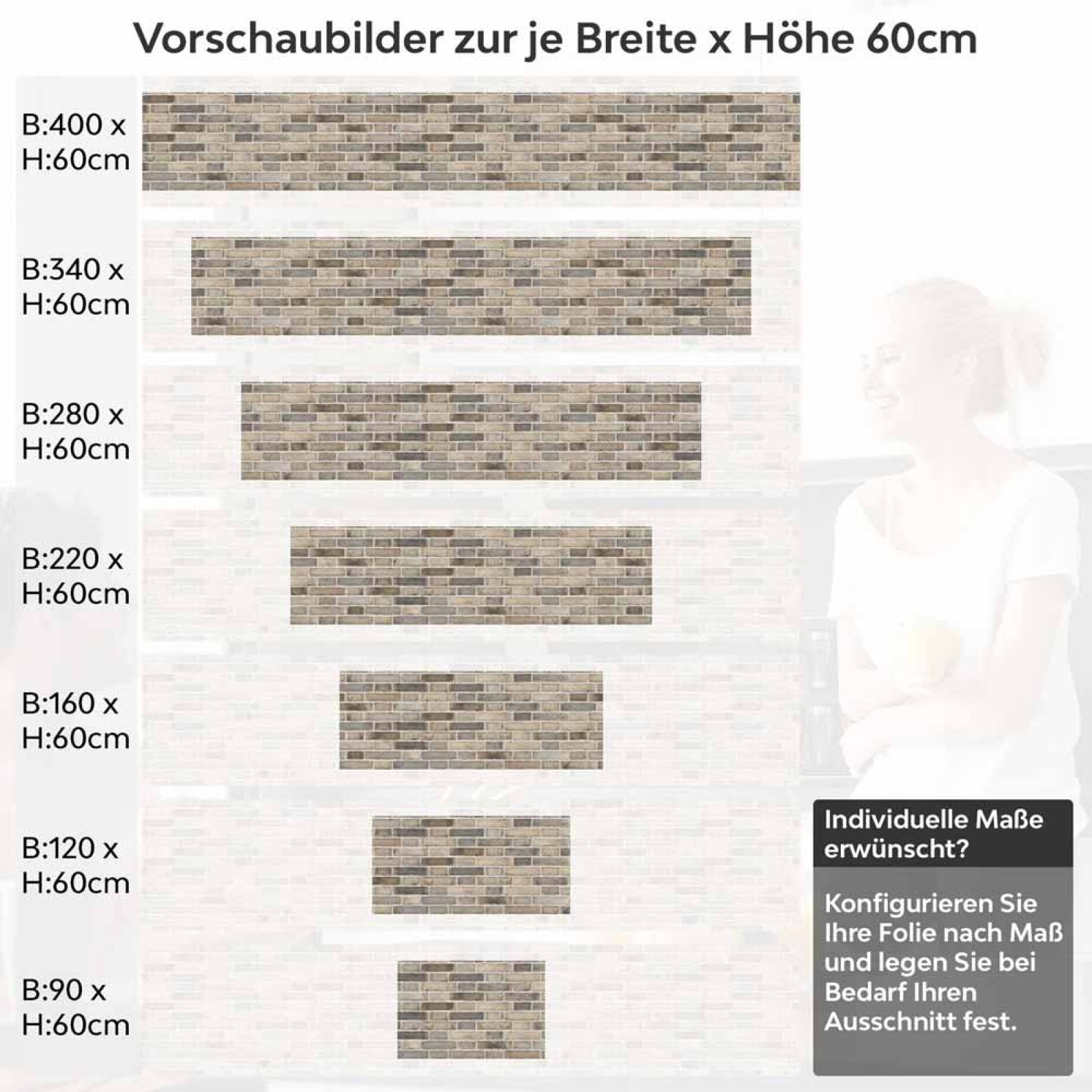 Küchenrückwand Folie Ziegelmauer - Steinwand im Rustikalem Charme Höhe 60cm