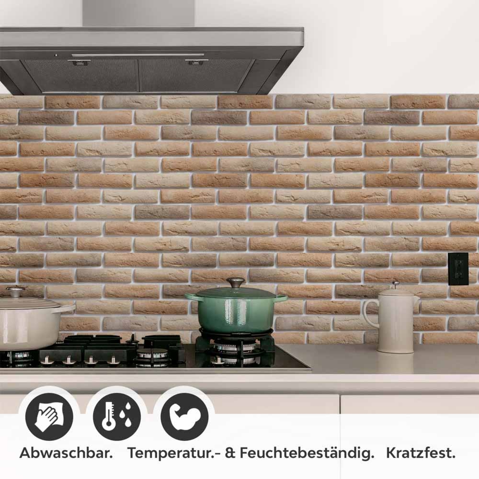 Küchenrückwand Folie Vintage Ziegel - Klassisches Küchendesign Detailbild 1