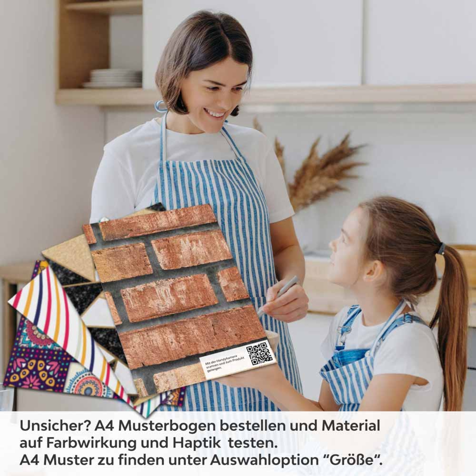 Küchenrückwand Folie Rustikale Mauer - Harmonischer Backstein-Stil A4 Muster