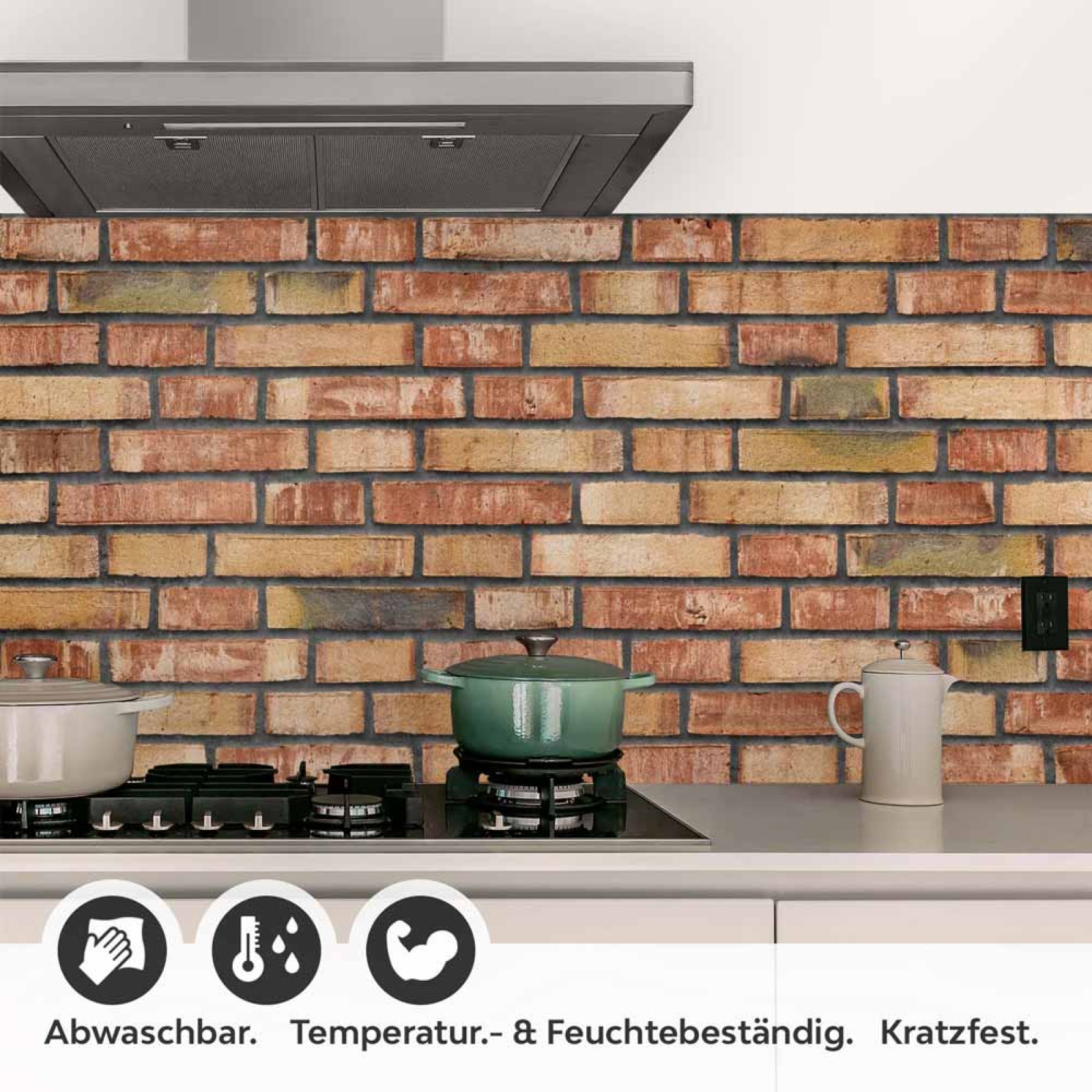 Küchenrückwand Folie Rustikale Mauer - Harmonischer Backstein-Stil Detailbild 1