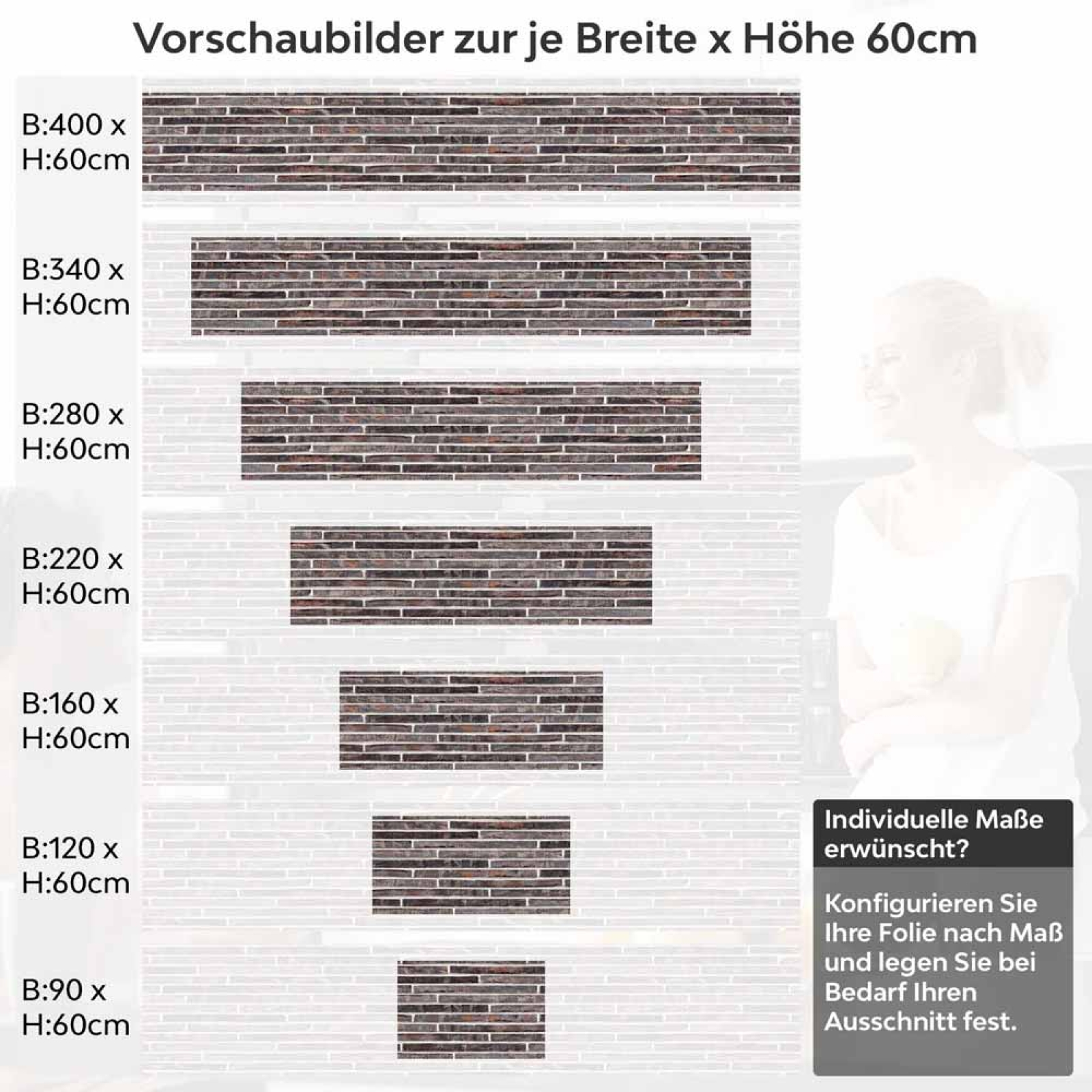 Küchenrückwand Folie Klinkerstreifen Höhe 60cm