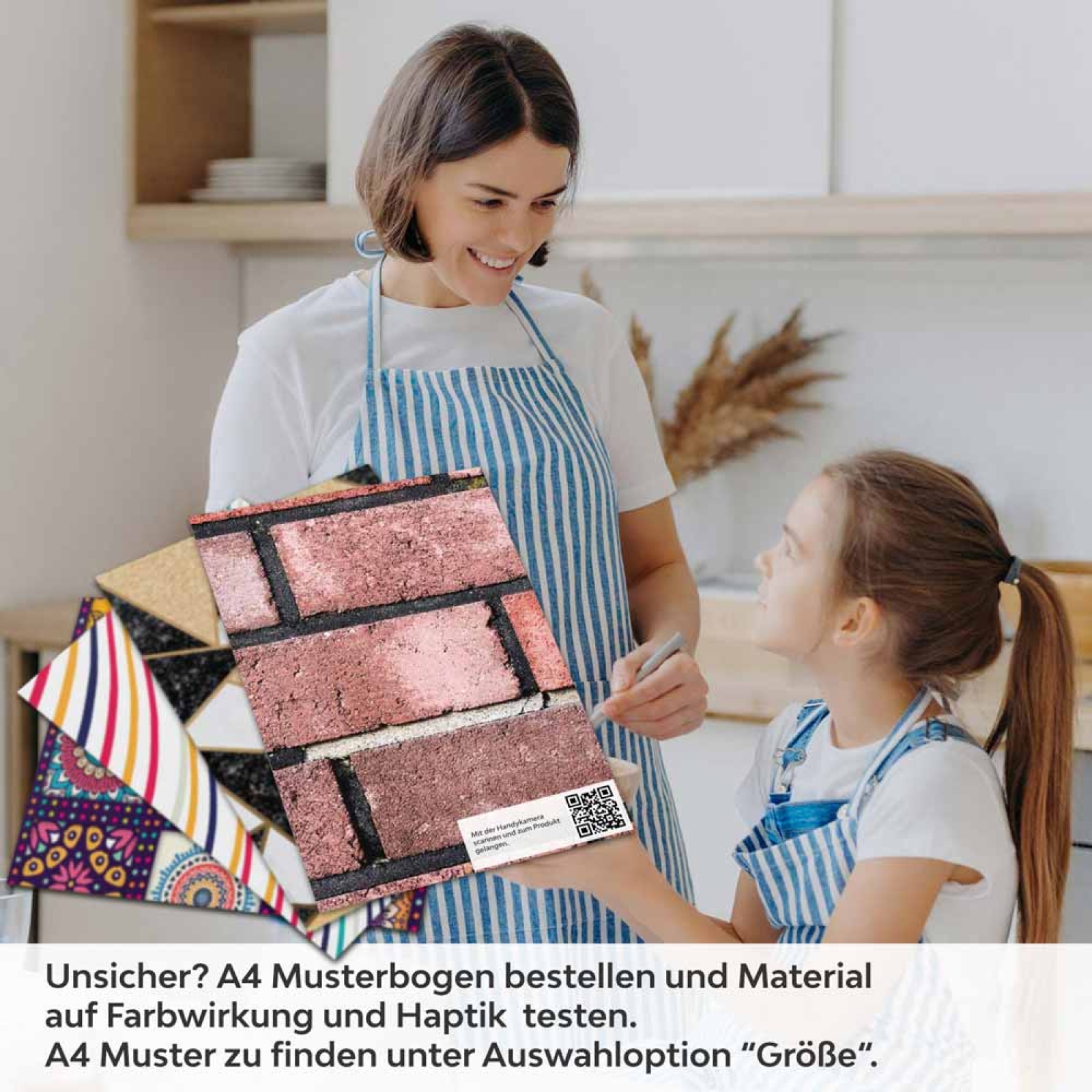 Küchenrückwand Folie Rote Ziegel Backsteine - Nostalgie für die Küche A4 Muster