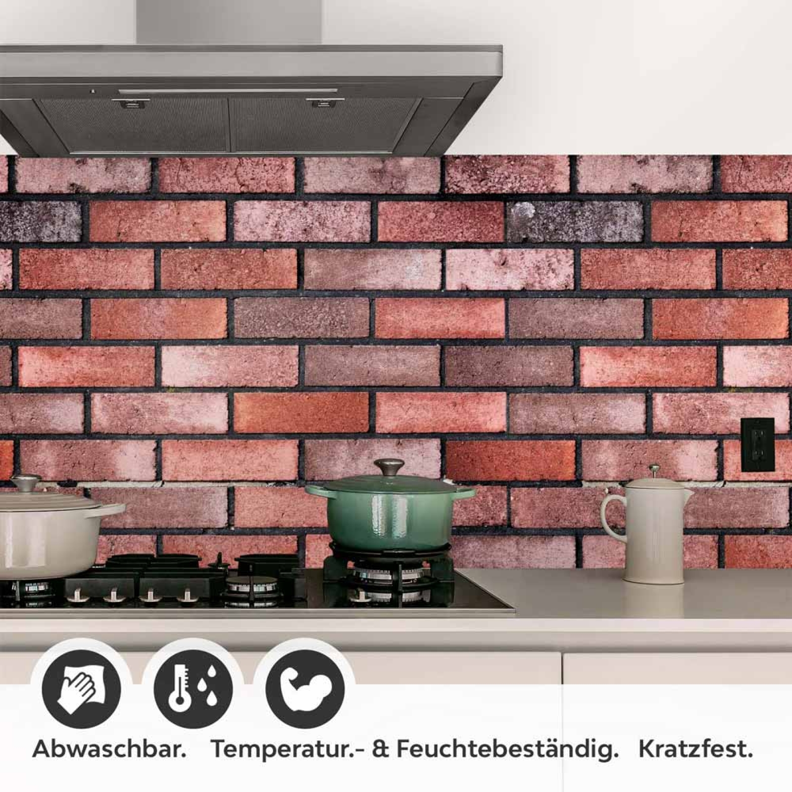 Küchenrückwand Folie Rote Ziegel Backsteine - Nostalgie für die Küche Detailbild 1