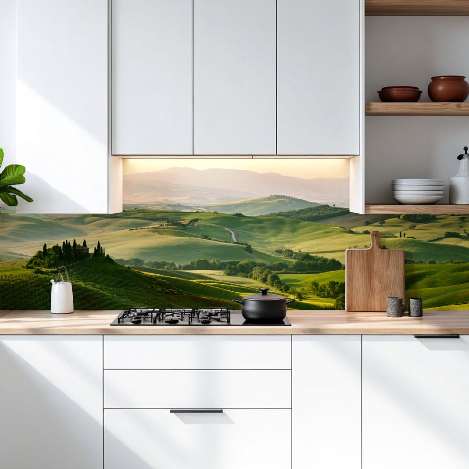 Küchenrückwand Platte Hügellandschaft in Dämmerung Hauptbild 1