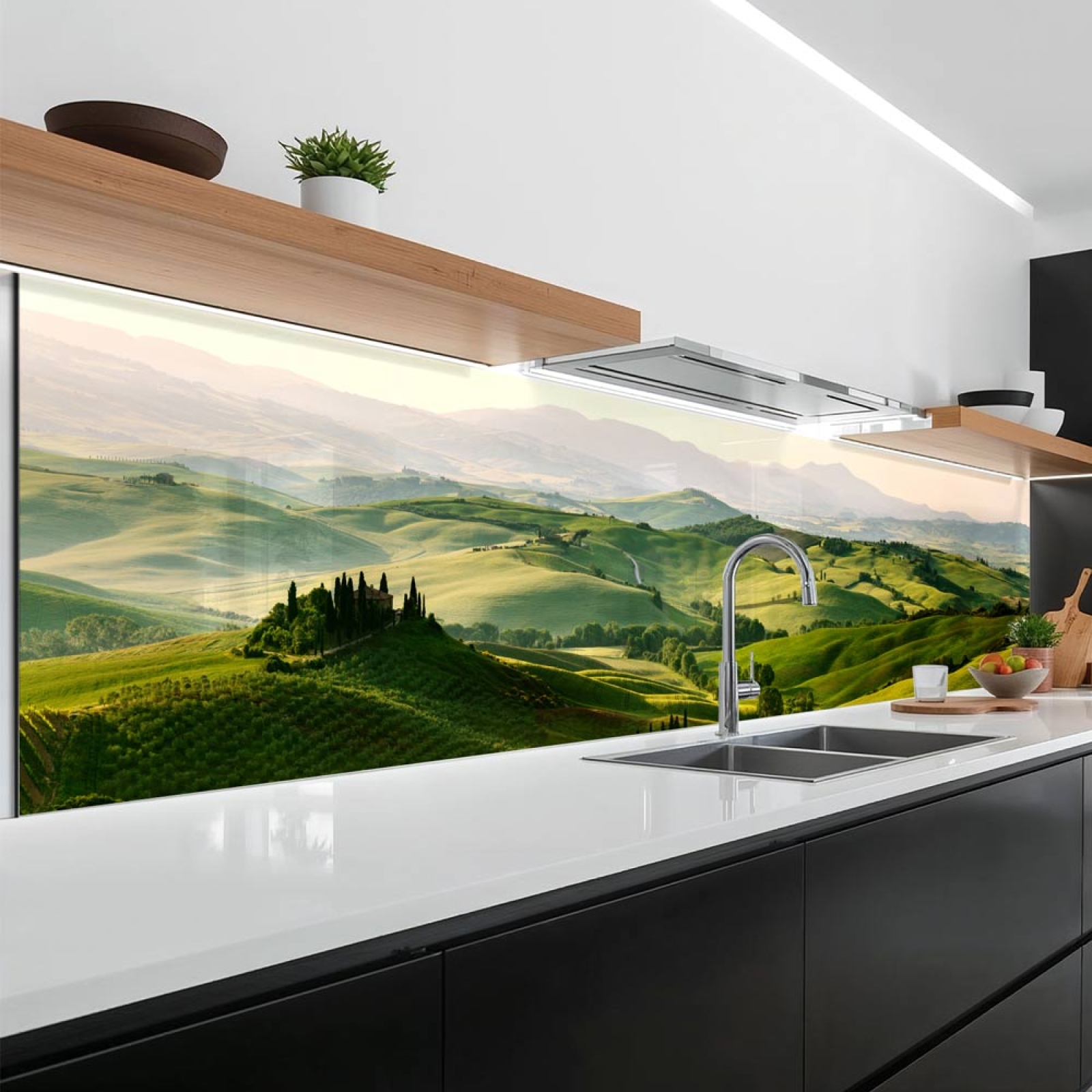 Küchenrückwand Platte Hügellandschaft in Dämmerung Artikelbild 1