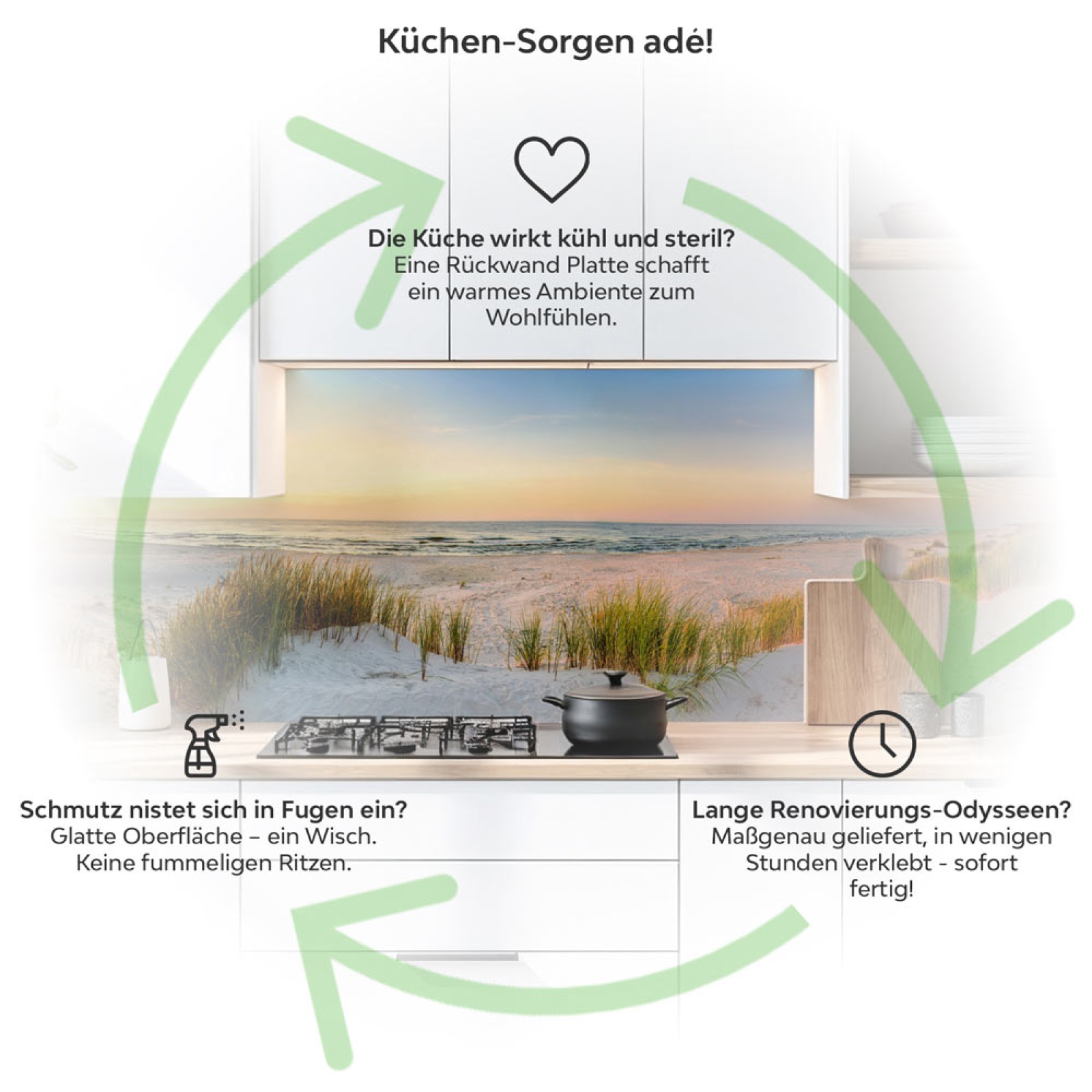 Küchenrückwand Platte Dünentraum Produktdetailbild 1: Küchen-Sorgen ade!