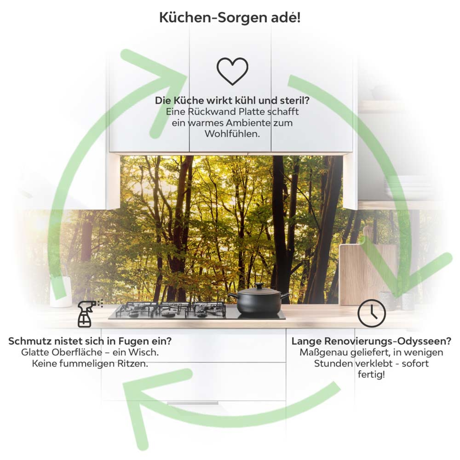 Küchenrückwand Platte Waldallee im Herbst Produktdetailbild 1: Küchen-Sorgen ade!