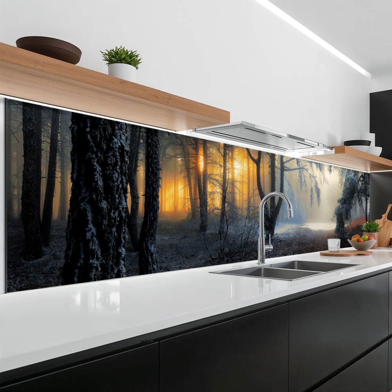 Küchenrückwand Platte Mystischer Winterwald Hauptbild 1