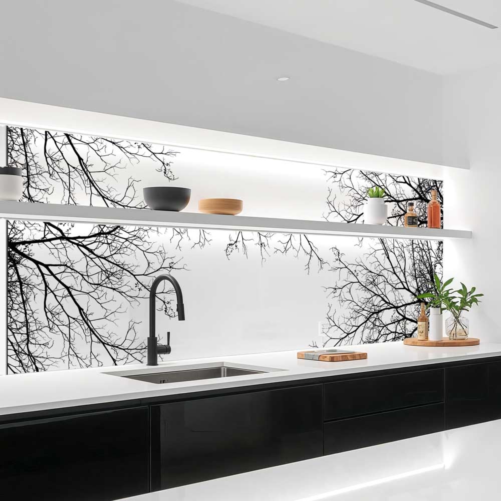 Küchenrückwand Platte  Filigrane Baum Äste Hauptbild 1