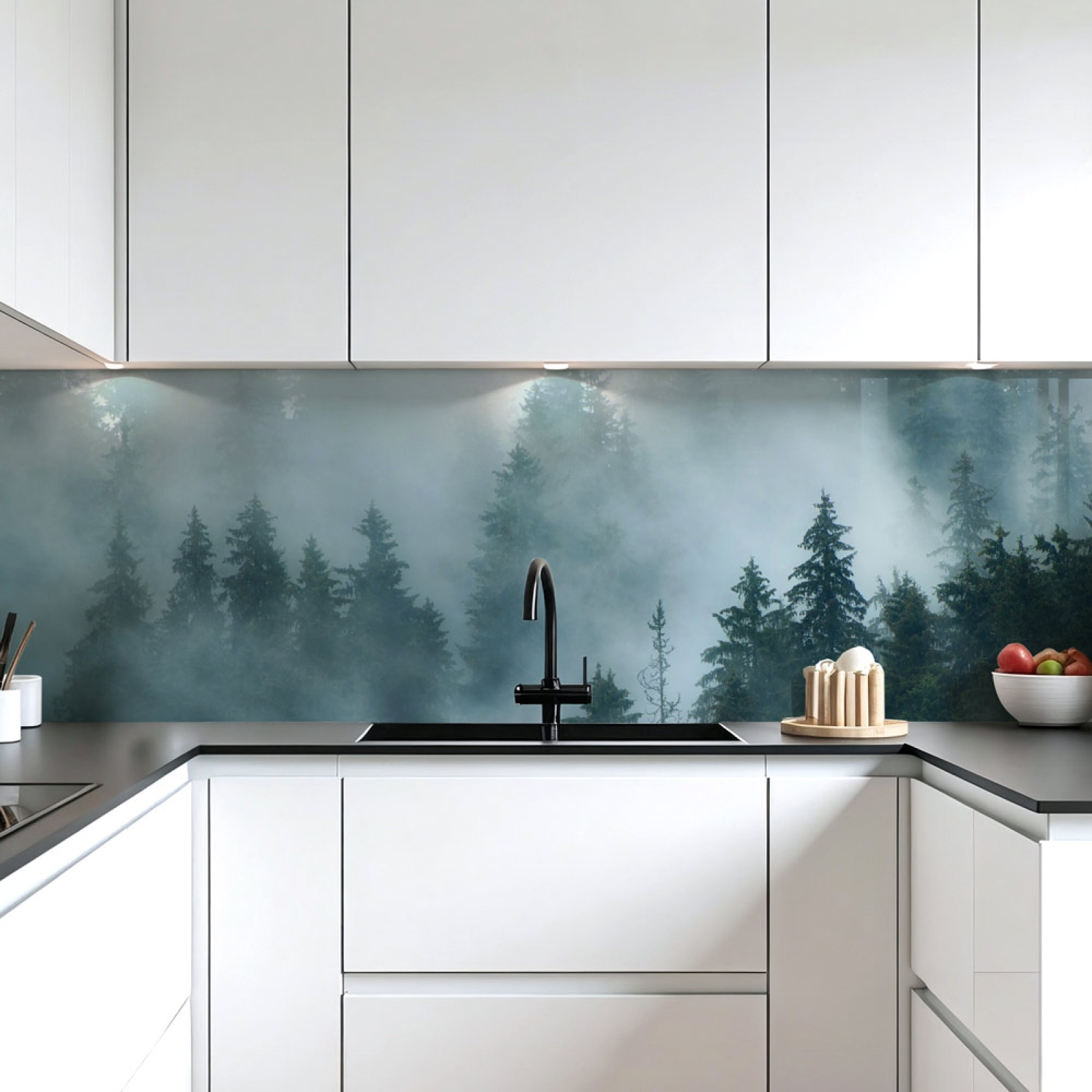 Küchenrückwand Platte Tannenwald im Nebel Artikelbild 1