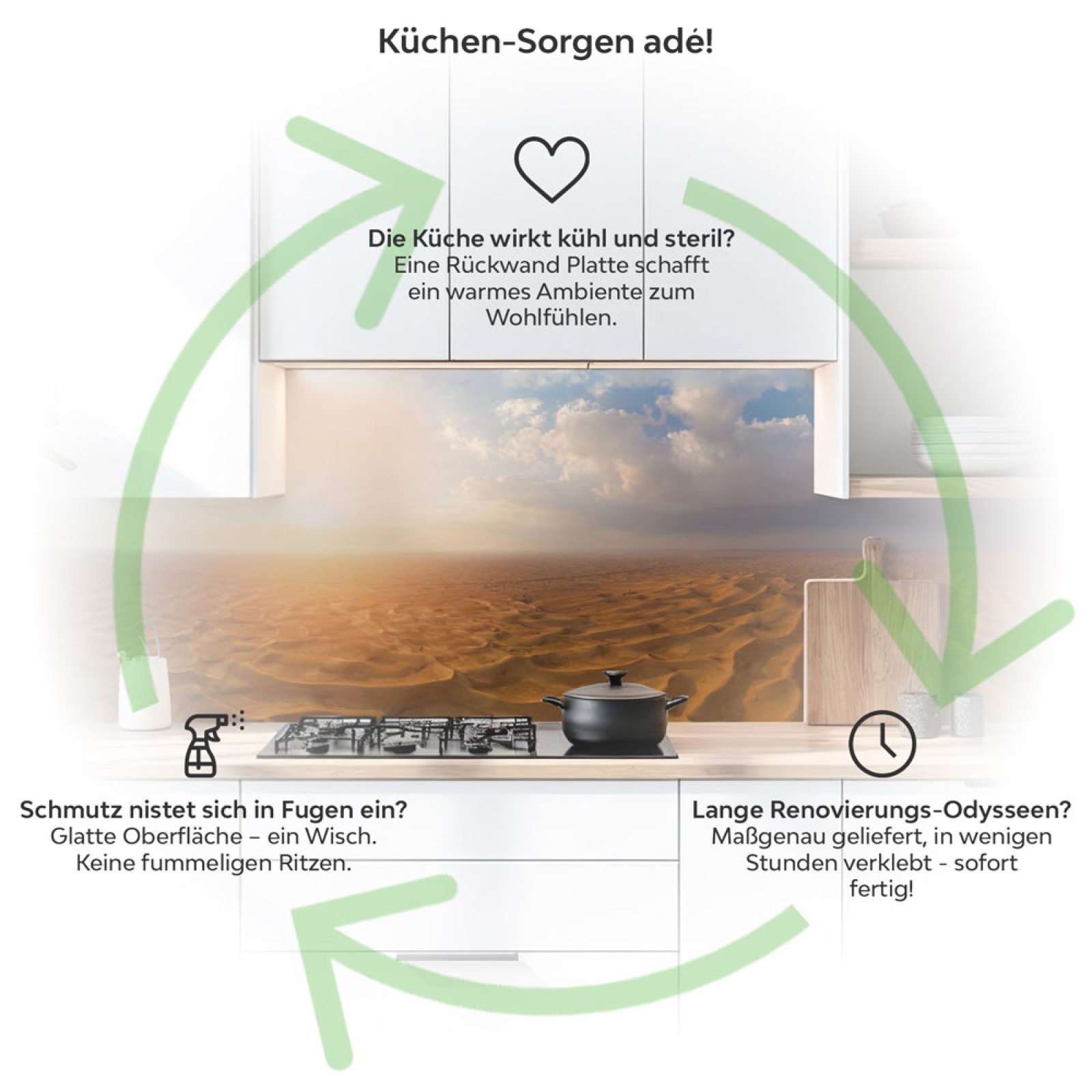 Küchenrückwand Platte Die Wüste von Death Valley Produktdetailbild 1: Küchen-Sorgen ade!