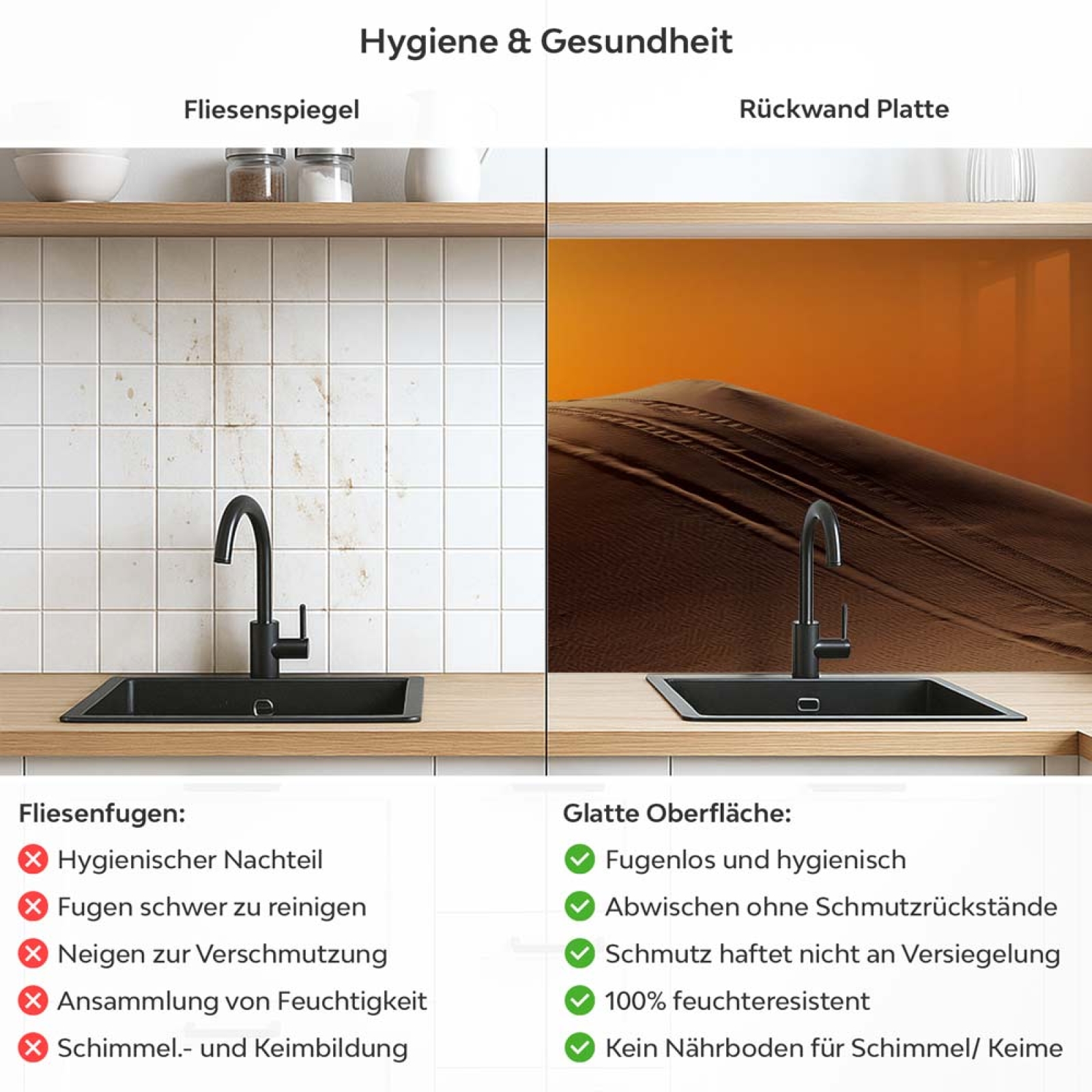 Küchenrückwand Platte Die Schönheit der Wüste Sahara Produktdetailbild 2: Hygiene und Gesundheit!