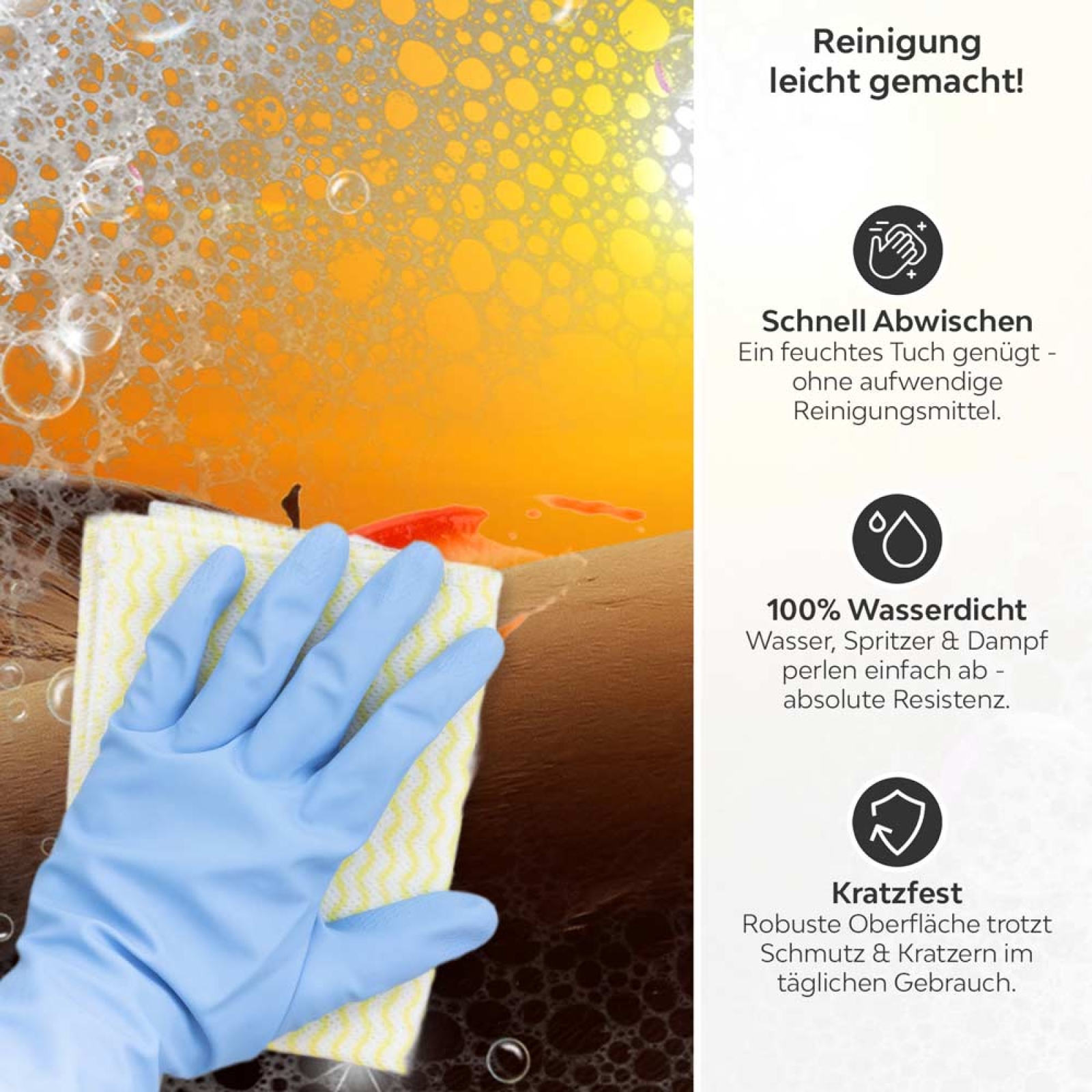 Küchenrückwand Platte Die Schönheit der Wüste Sahara Produktdetailbild 3: Reinigung leicht gemacht!