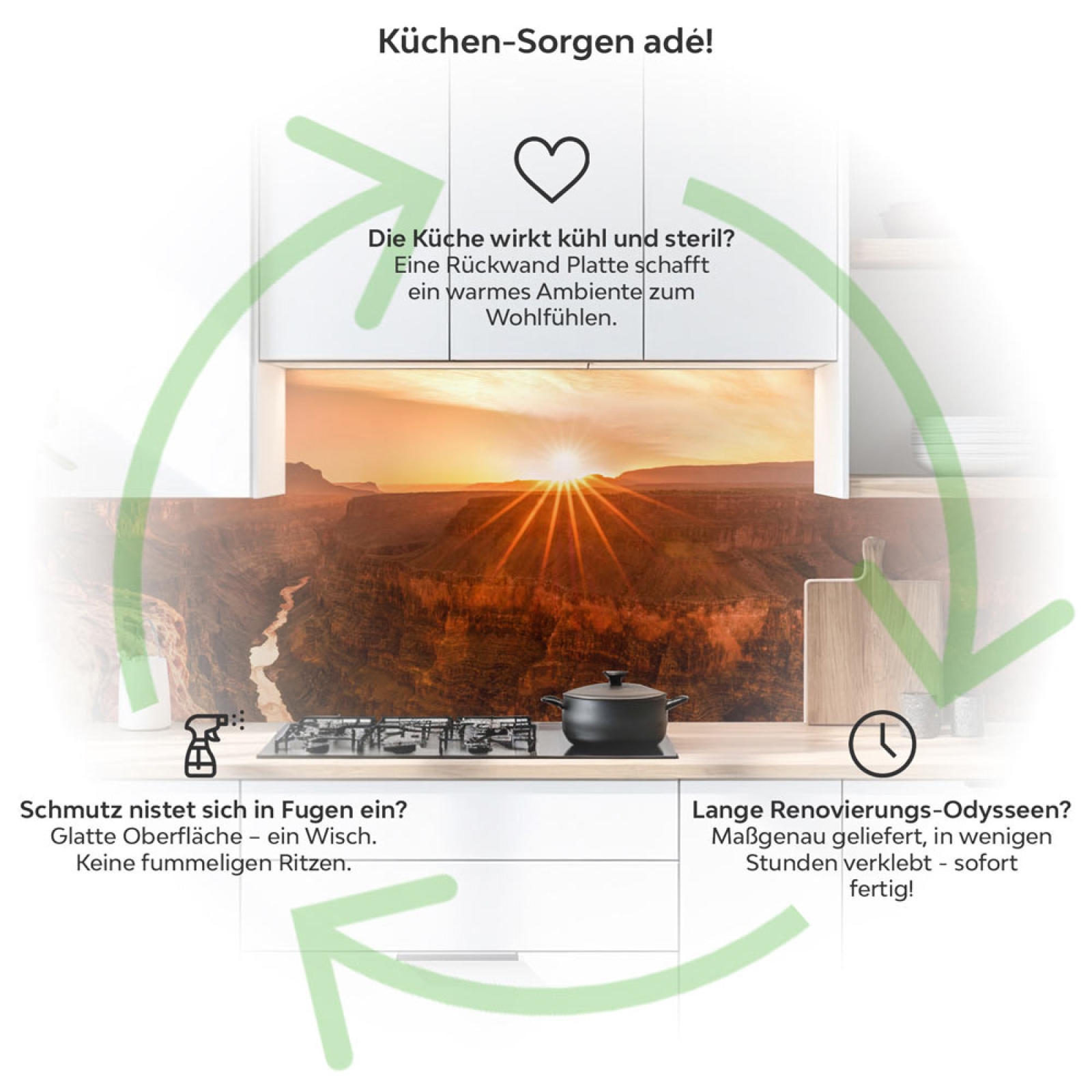 Küchenrückwand Platte Tiefe Schlucht in der Wüste Produktdetailbild 1: Küchen-Sorgen ade!