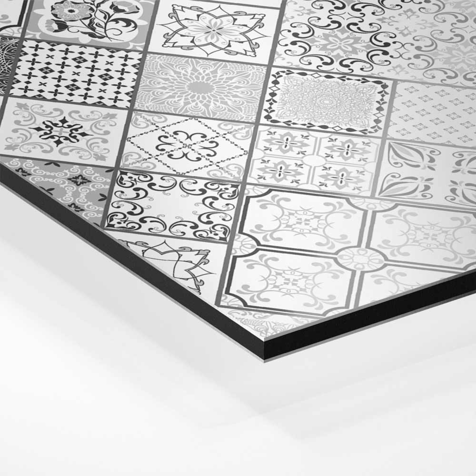 Küchenrückwand Platte Monochrome Rauten Kacheln im Azulejo‑Look Hover-Bild