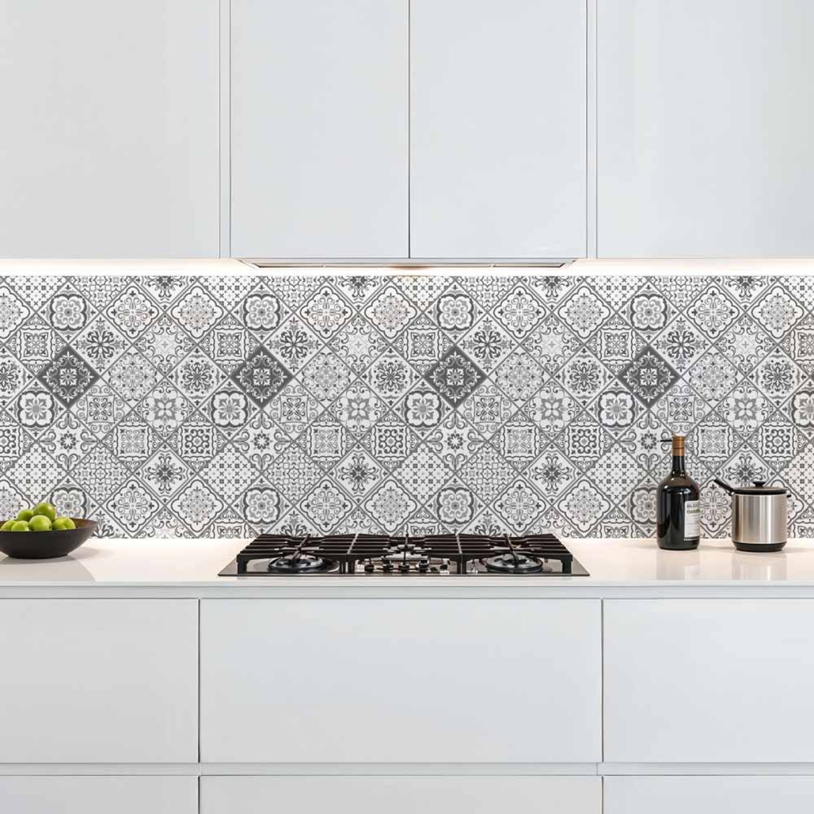 Küchenrückwand Platte Portugiesische Raute Kacheln in Grau Hauptbild 1