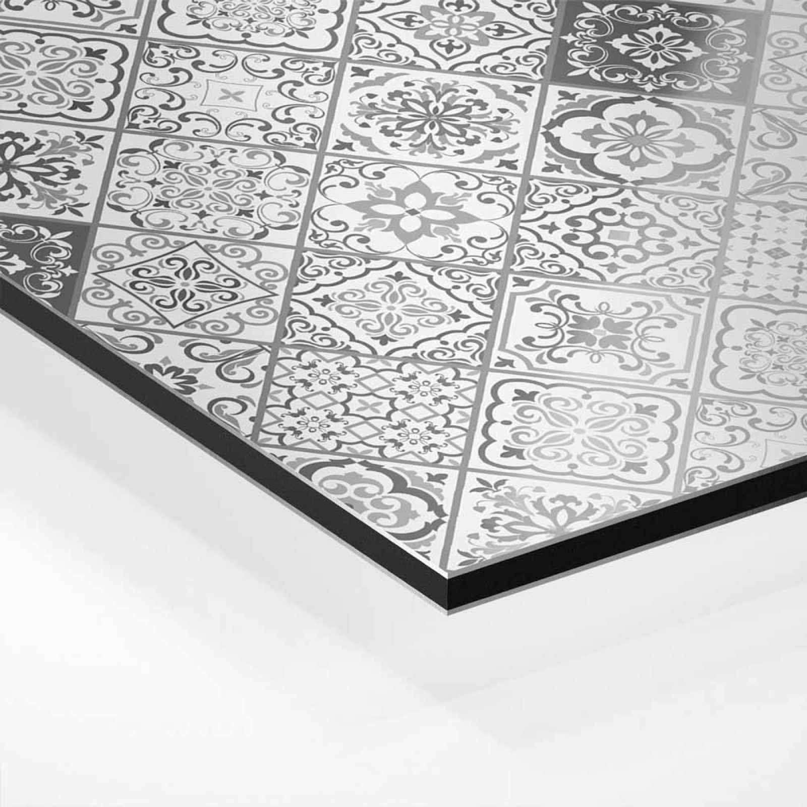 Küchenrückwand Platte Portugiesische Raute Kacheln in Grau Hover-Bild