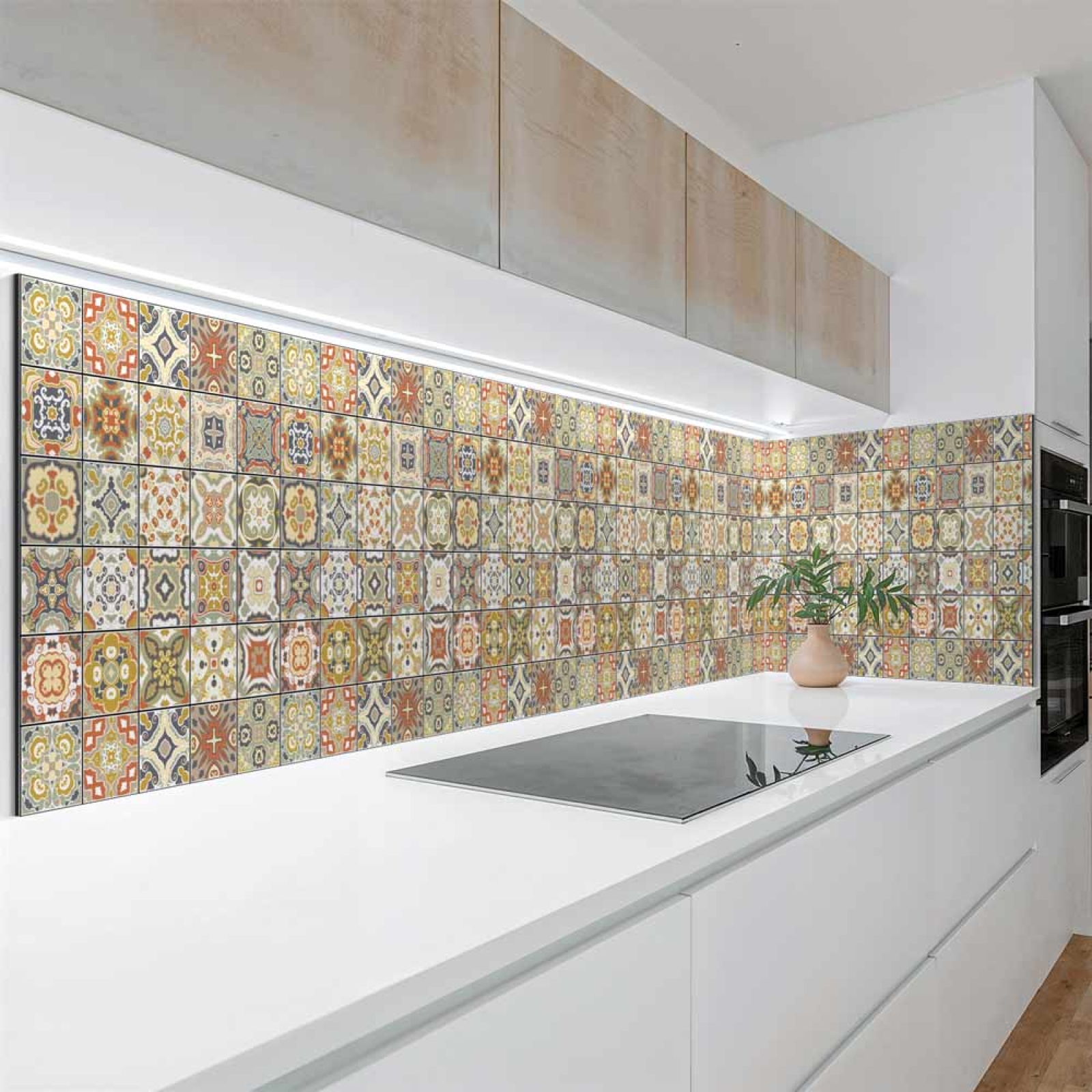 Küchenrückwand Platte Fliesenmuster in warmen Naturfarben Hauptbild 1