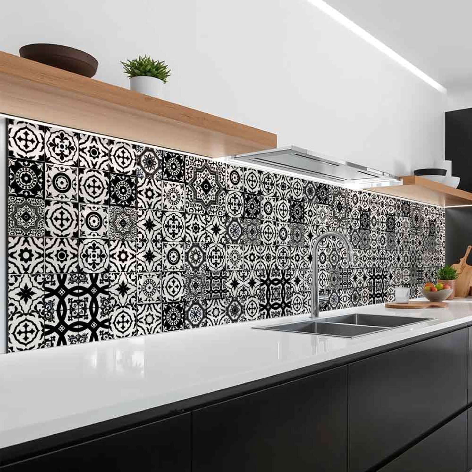Küchenrückwand Platte Vintage Azulejo Black & White Artikelbild 1