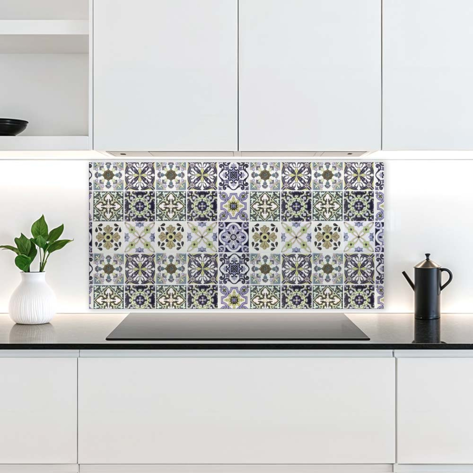 Küchenrückwand Platte Lavendel‑Olive Mosaik im Azulejo‑Stil Hauptbild 1