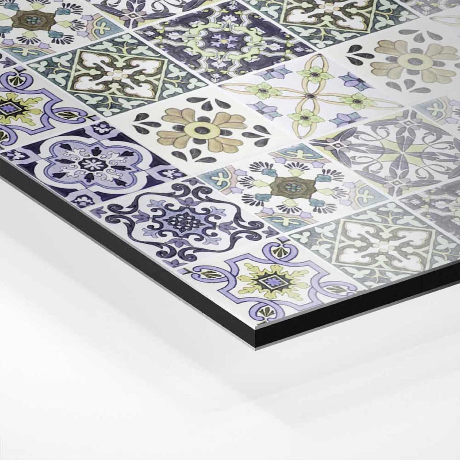 Küchenrückwand Platte Lavendel‑Olive Mosaik im Azulejo‑Stil Hover-Bild