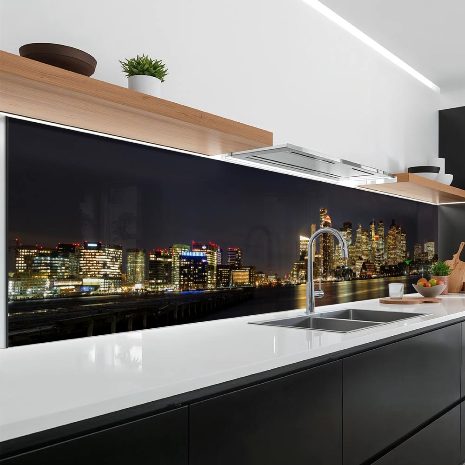 Küchenrückwand Platte Boston Skylines bei Nacht Artikelbild 2