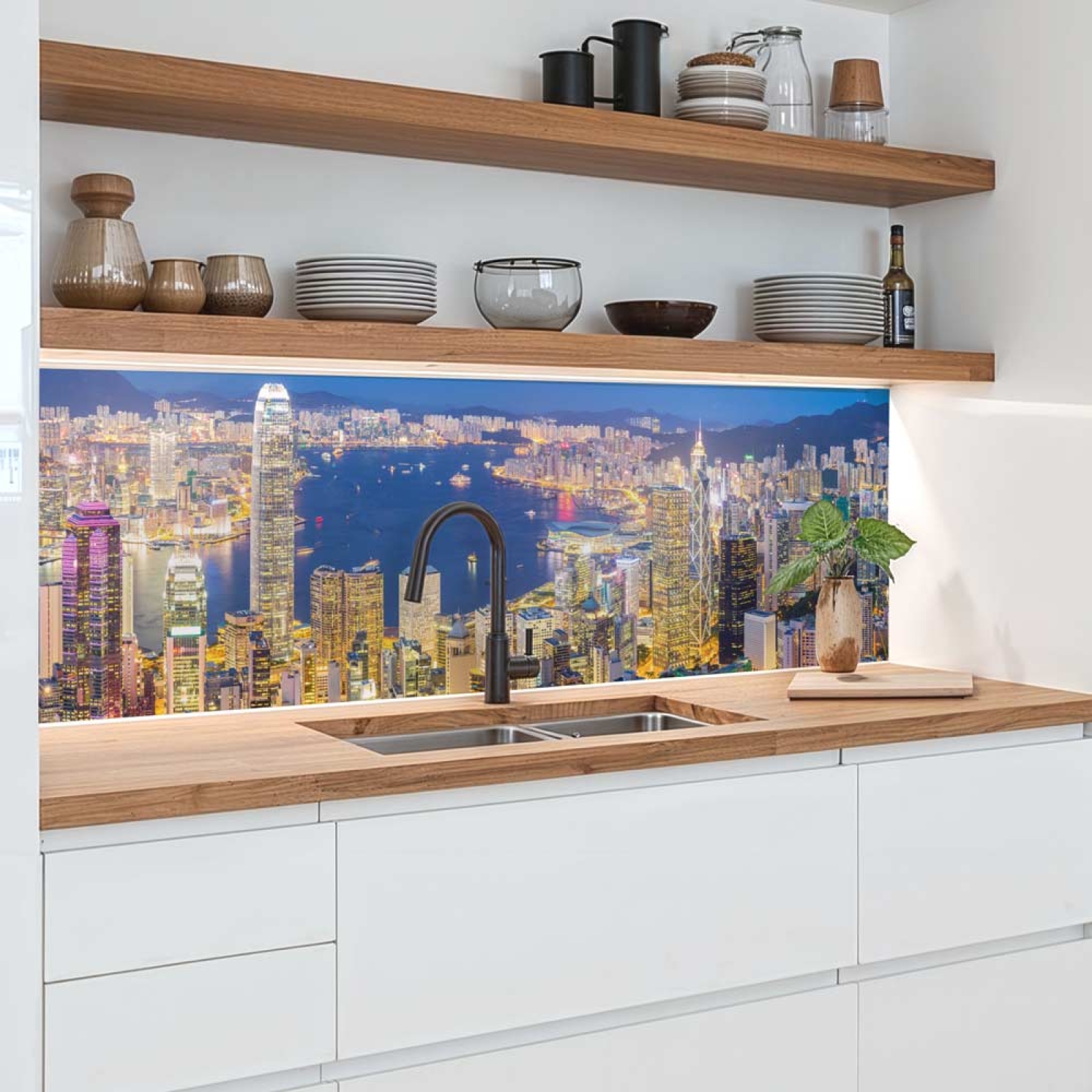 Küchenrückwand Platte Hong Kongs Skylines Artikelbild 1