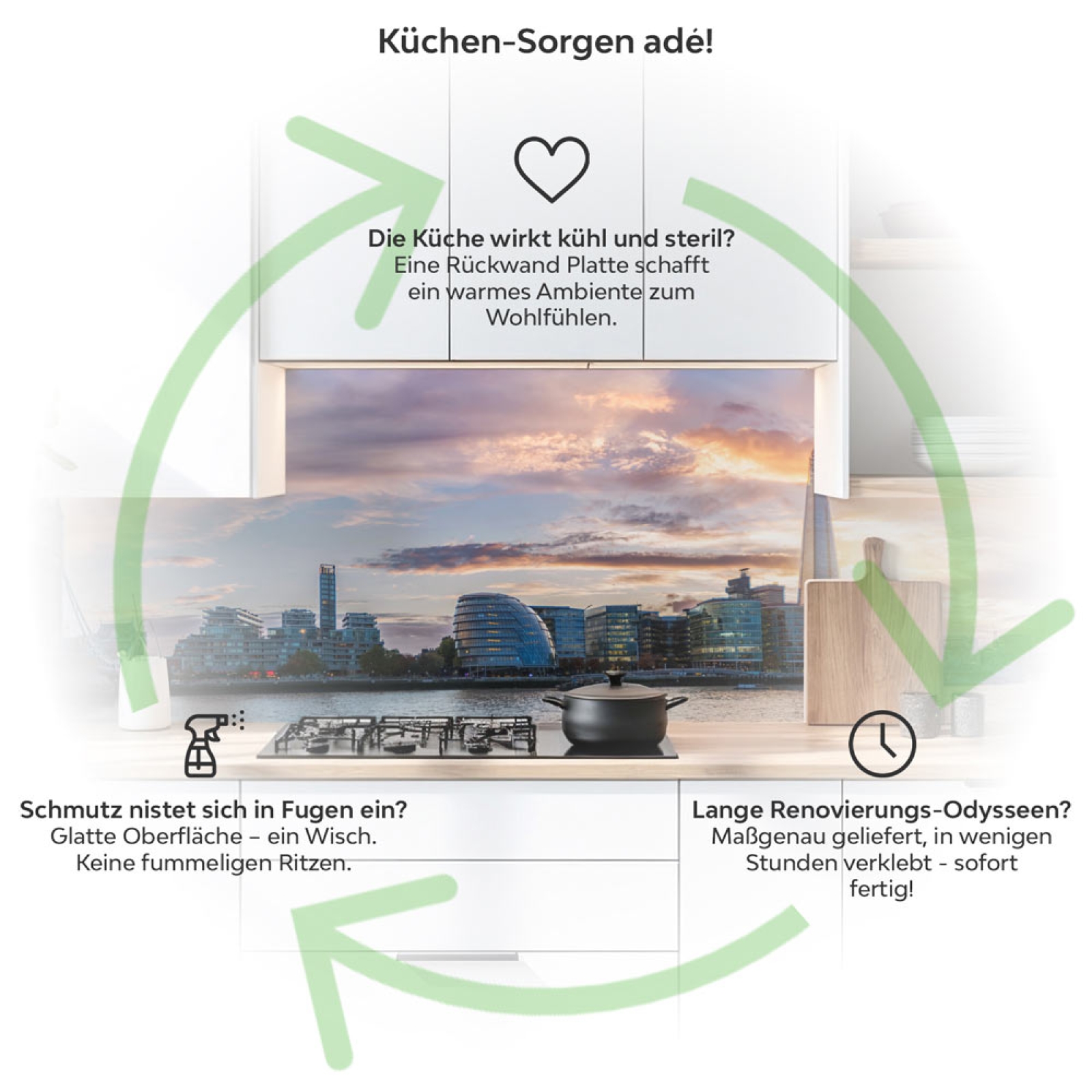 Küchenrückwand Platte Berüchtigte Brücke Englands Produktdetailbild 1: Küchen-Sorgen ade!