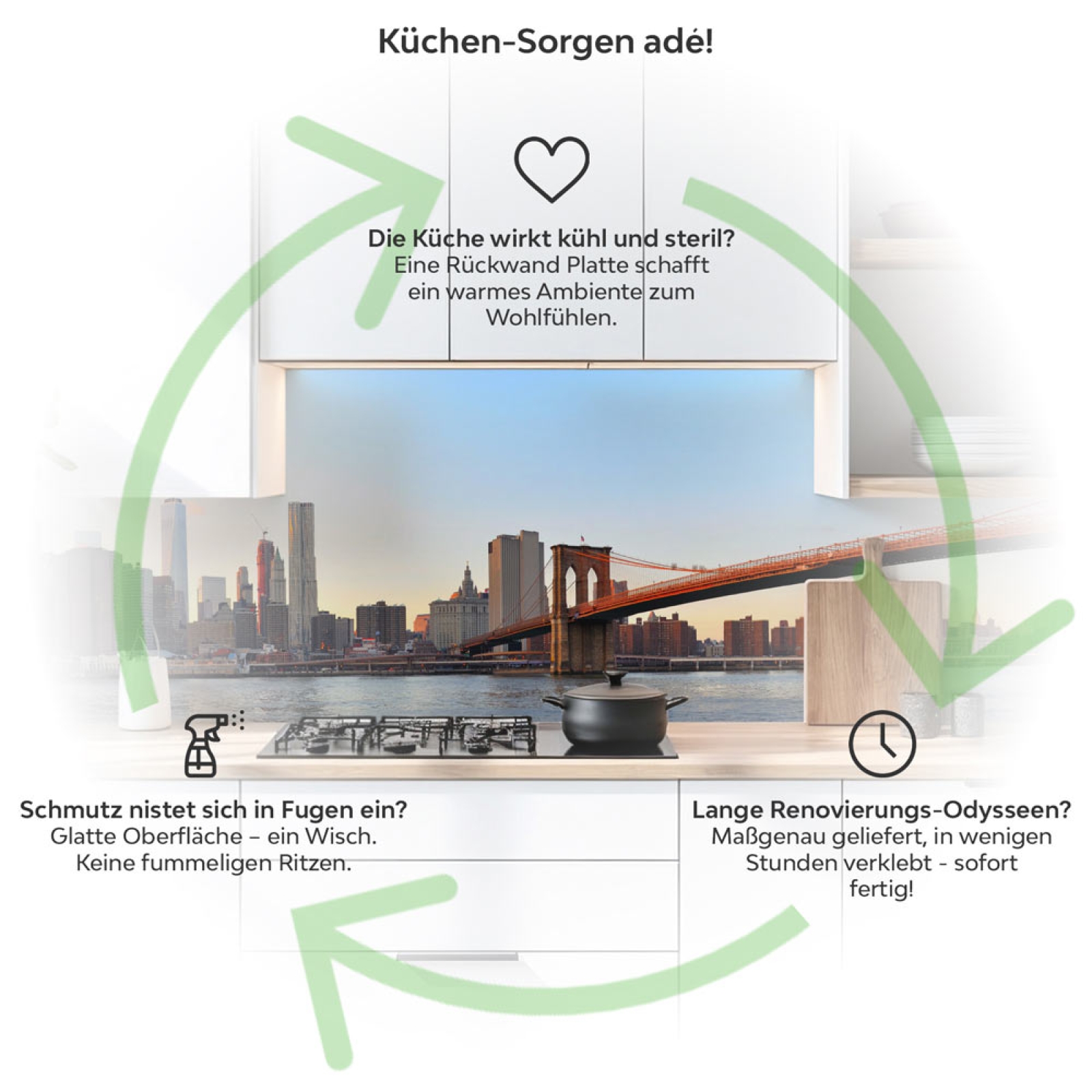 Küchenrückwand Platte New York bei Tagesanbruch Produktdetailbild 1: Küchen-Sorgen ade!