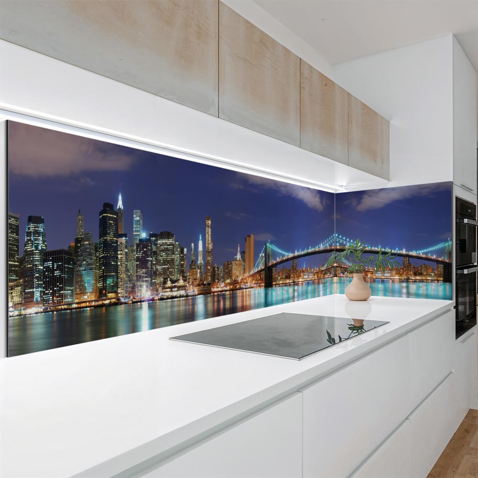 Küchenrückwand Platte Beleuchtete Brücke nach Manhattan Hauptbild 1