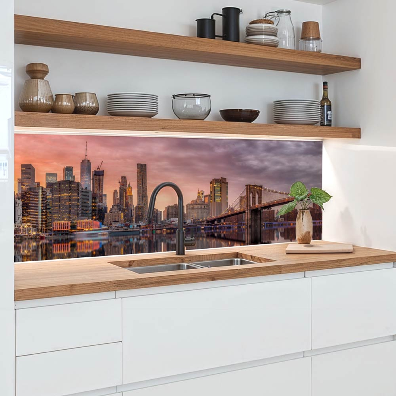 Küchenrückwand Platte Zwei Brücken im Abendrot Schein Artikelbild 2