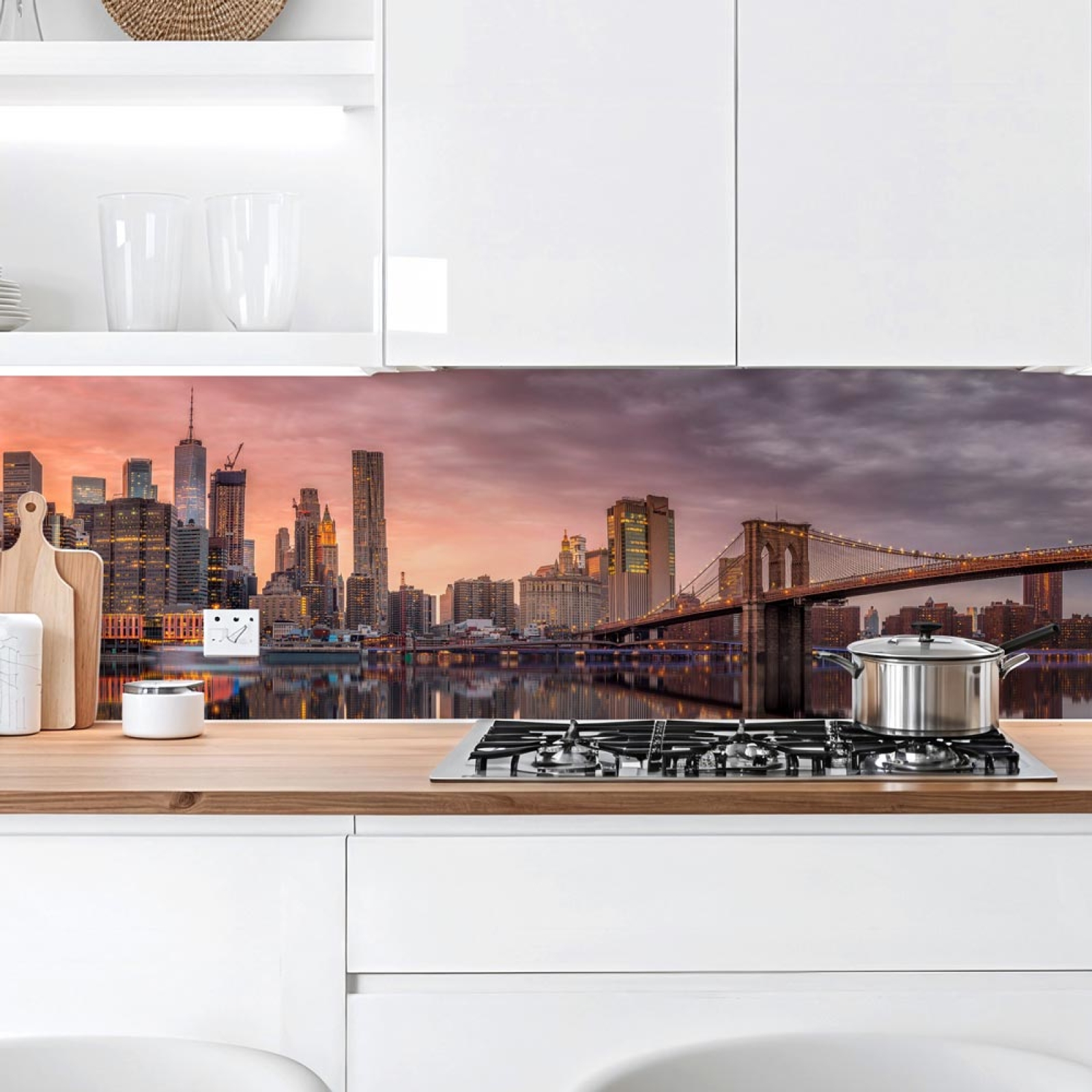 Küchenrückwand Platte Zwei Brücken im Abendrot Schein Hauptbild 1
