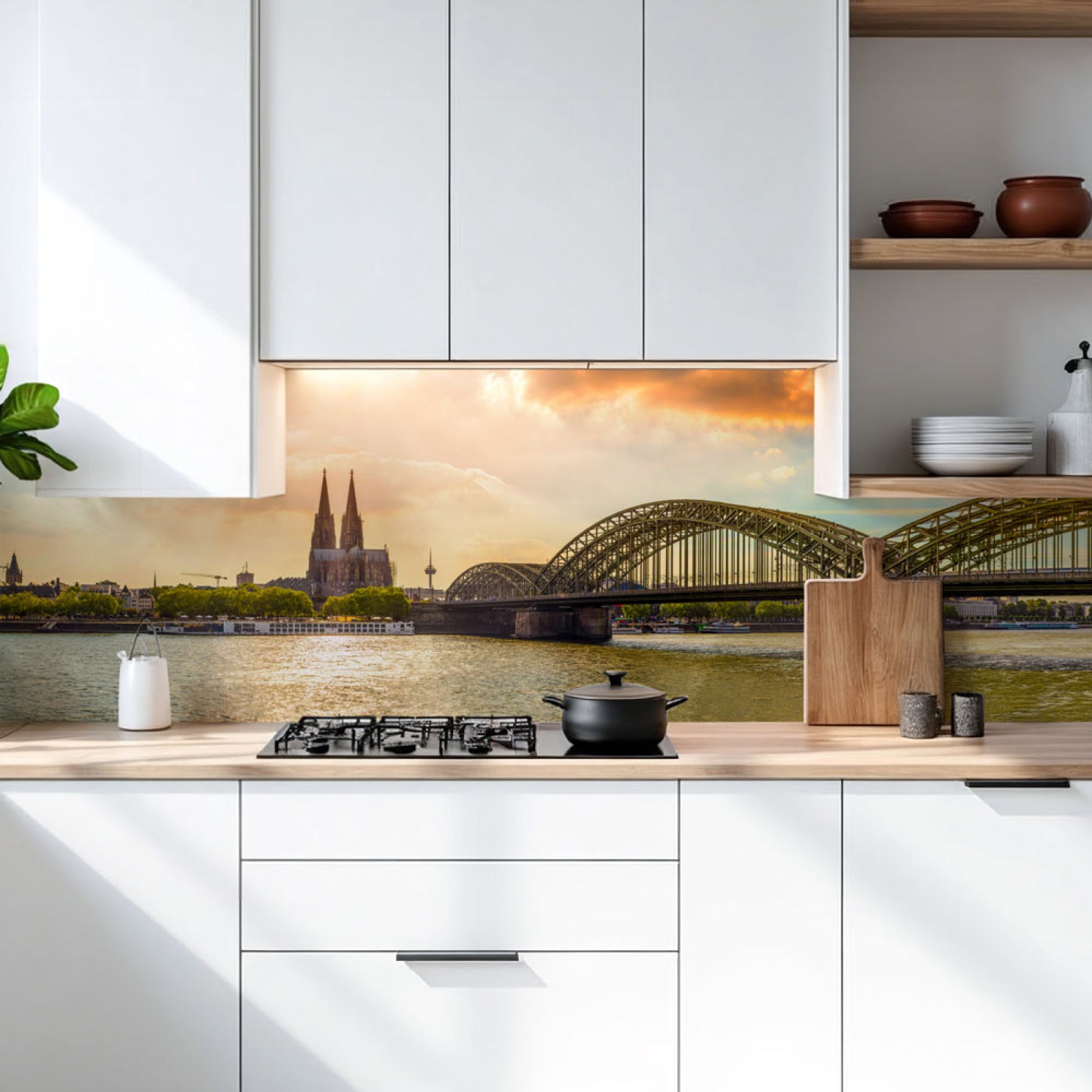 Küchenrückwand Platte Rheinblick auf die Architektonische Schönheit Kölns Hauptbild 1