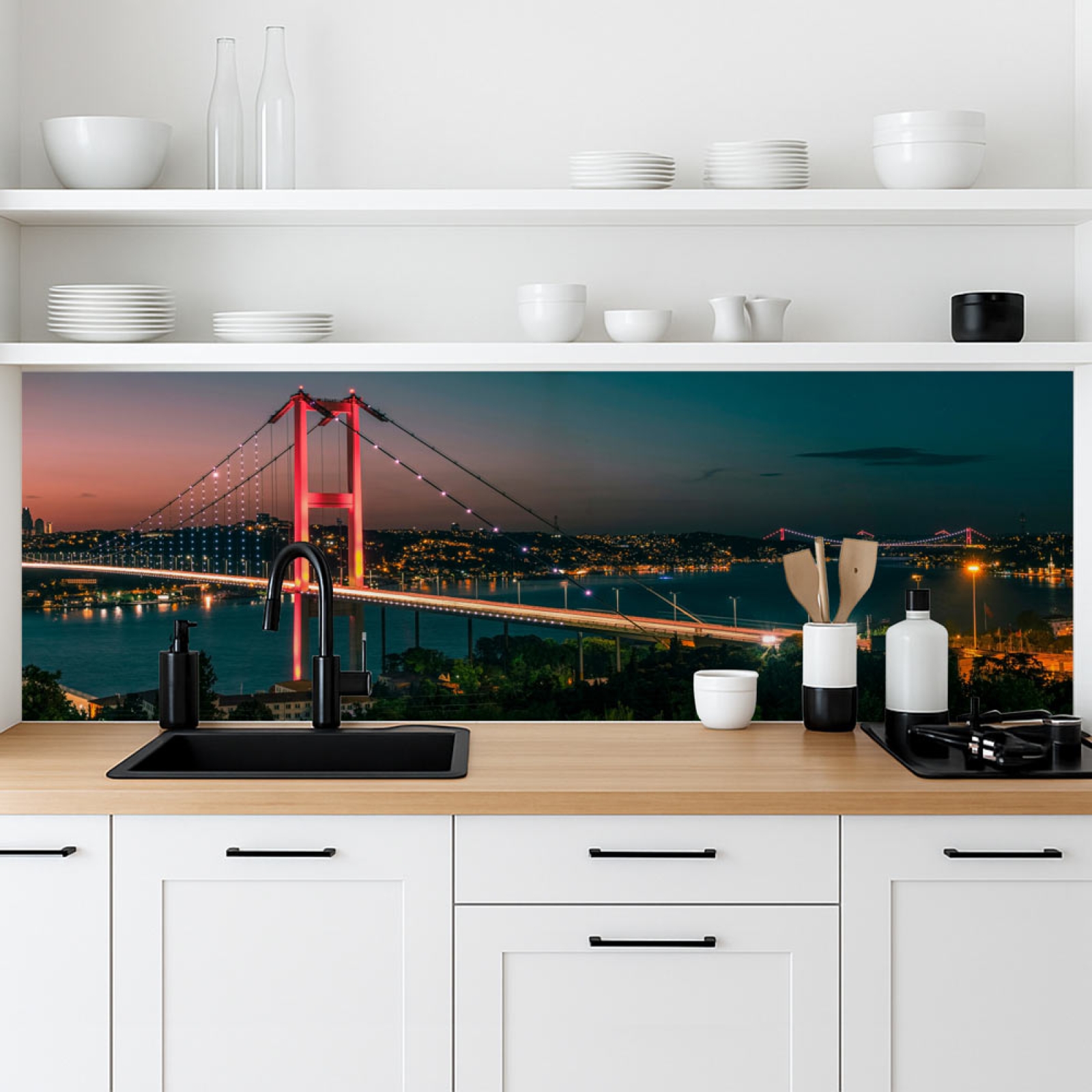 Küchenrückwand Platte Bosporus Brücke bei Nächtlicher Pracht Artikelbild 1