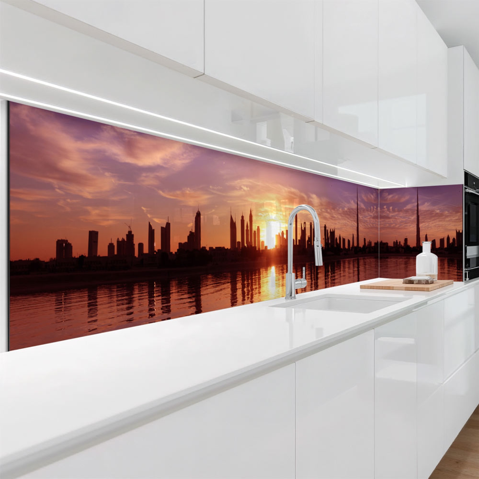 Küchenrückwand Platte Dubais Silhouette im Glanz der Dämmerung Artikelbild 2