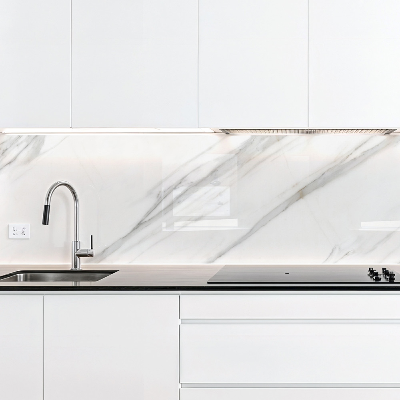 Küchenrückwand Platte Weißer Marmor mit Grauen Adern Artikelbild 3