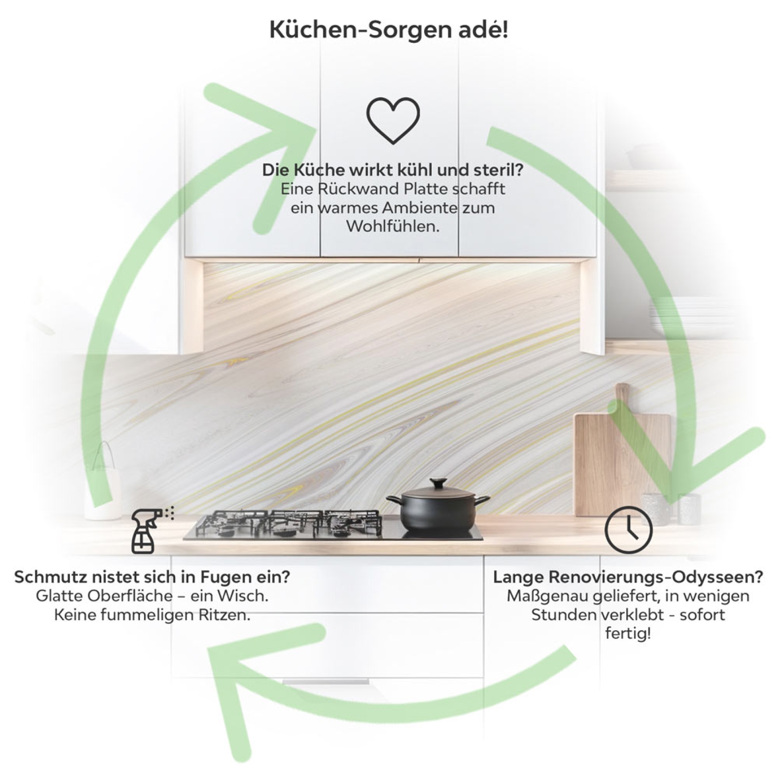 Küchenrückwand Platte Marmoroptik Edle Stein Marmorierung Produktdetailbild 1: Küchen-Sorgen ade!