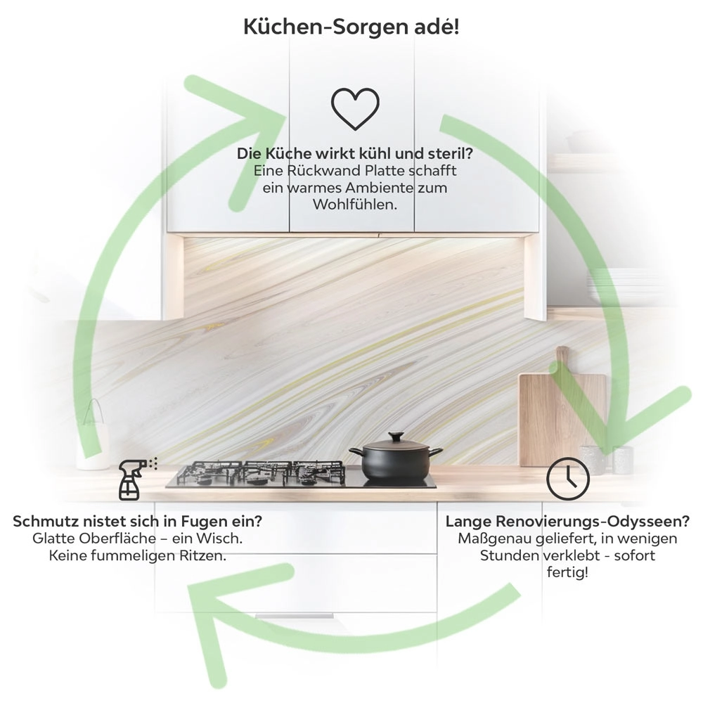 Küchenrückwand Platte Marmoroptik Edle Stein Marmorierung Produktdetailbild 1: Küchen-Sorgen ade!