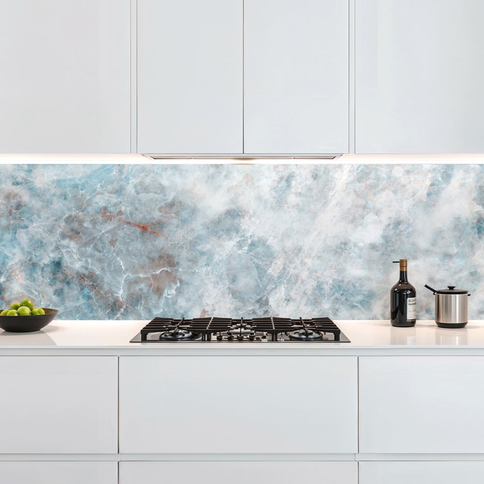 Küchenrückwand Platte Eisblauer Marmoroptik mit Kupferadern Artikelbild 1
