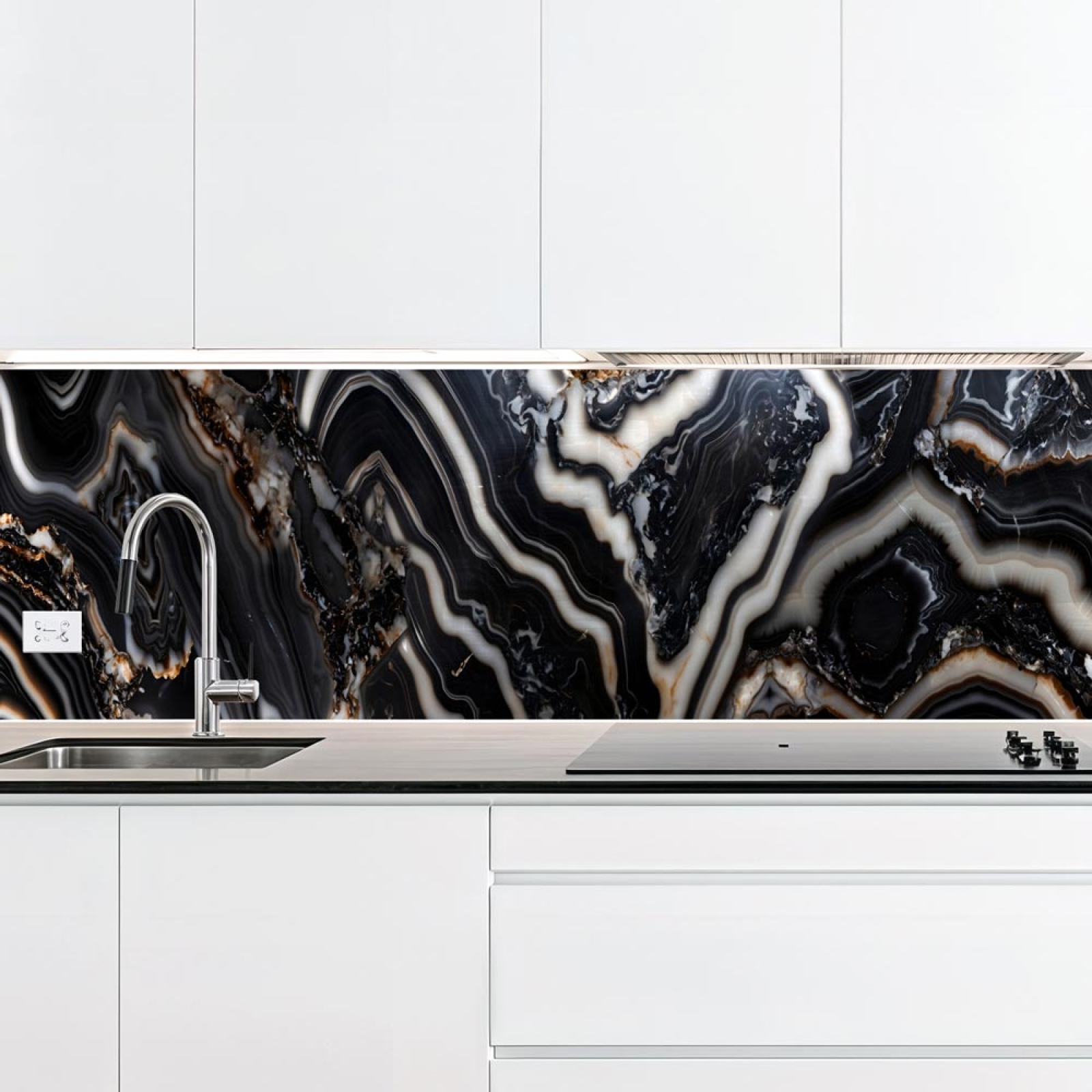 Küchenrückwand Platte Schwarzer Luxus Marmor Hauptbild 1