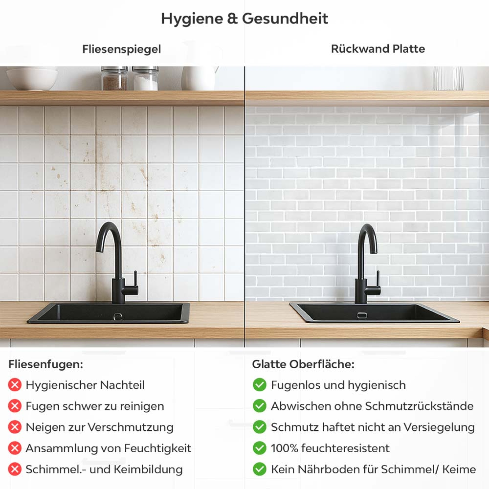 Küchenrückwand Platte Heller Ziegel Look Produktdetailbild 2: Hygiene und Gesundheit!
