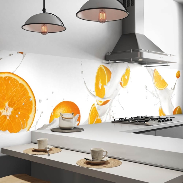 Küchenrückwand Folie Orange mit Spritzwasser