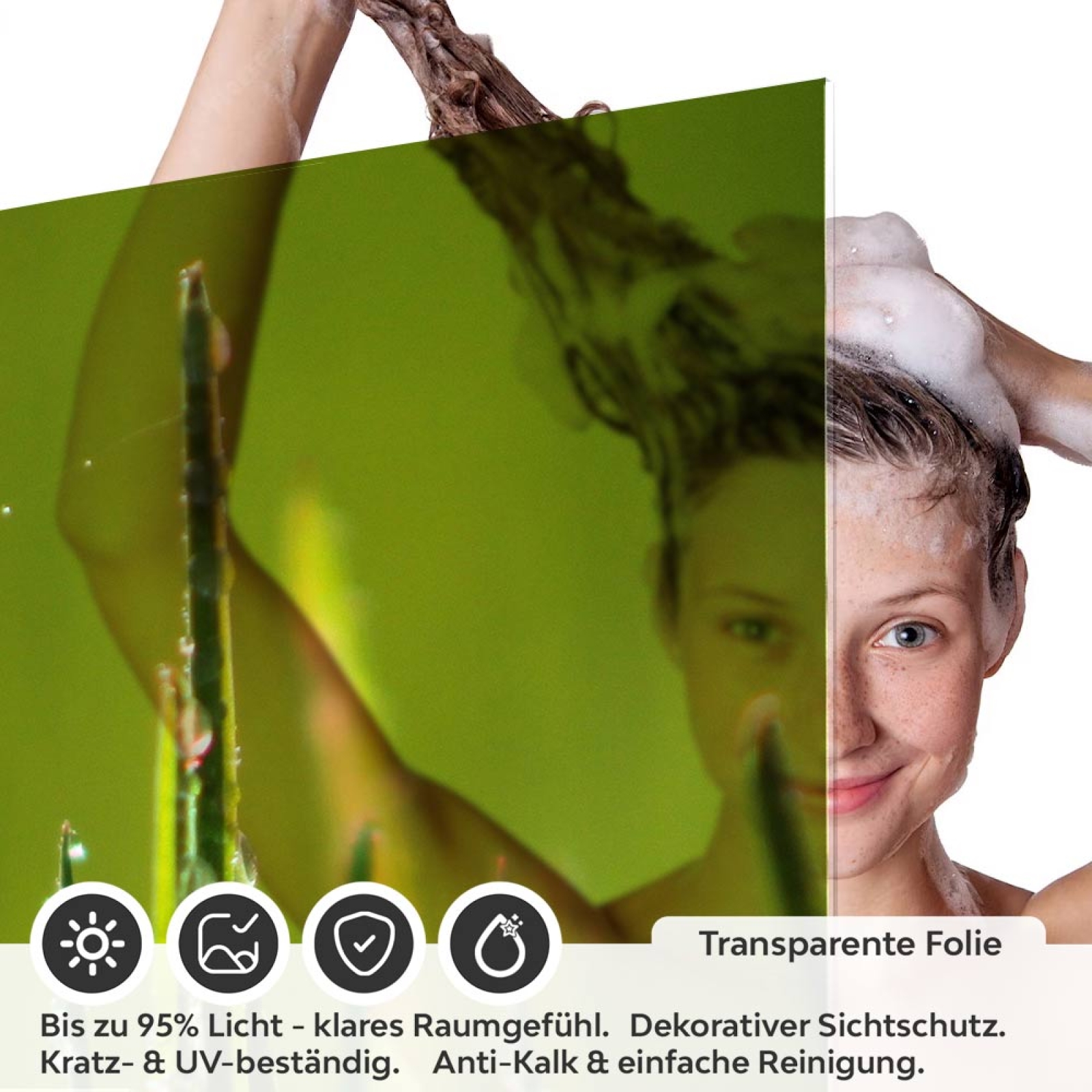 Sichtschutzfolie Dusche | Grashalmspitzen mit Tautropfen