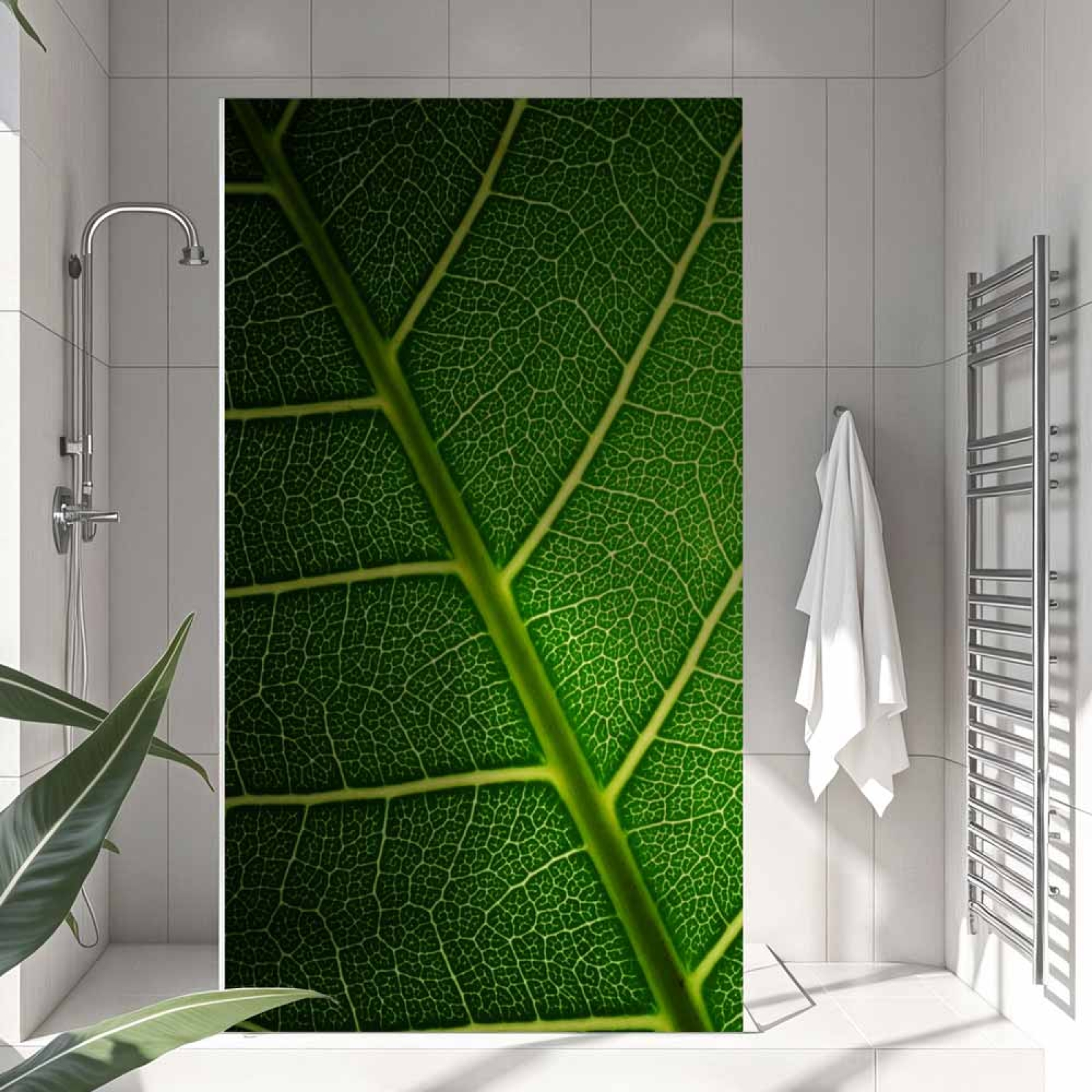 Sichtschutzfolie Dusche | Makro Blattstruktur mit Adern Netz